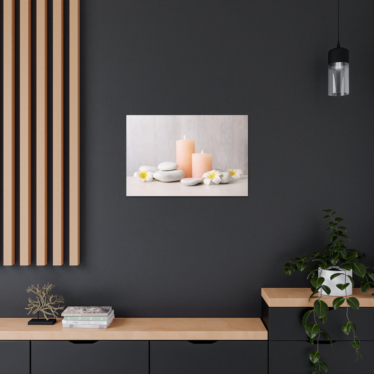 Lighted Candles and Flowers Forest Floral Nature Photography Canvas Wall Art for Home Decor Ready-to-Hang-Express Your Love Gifts