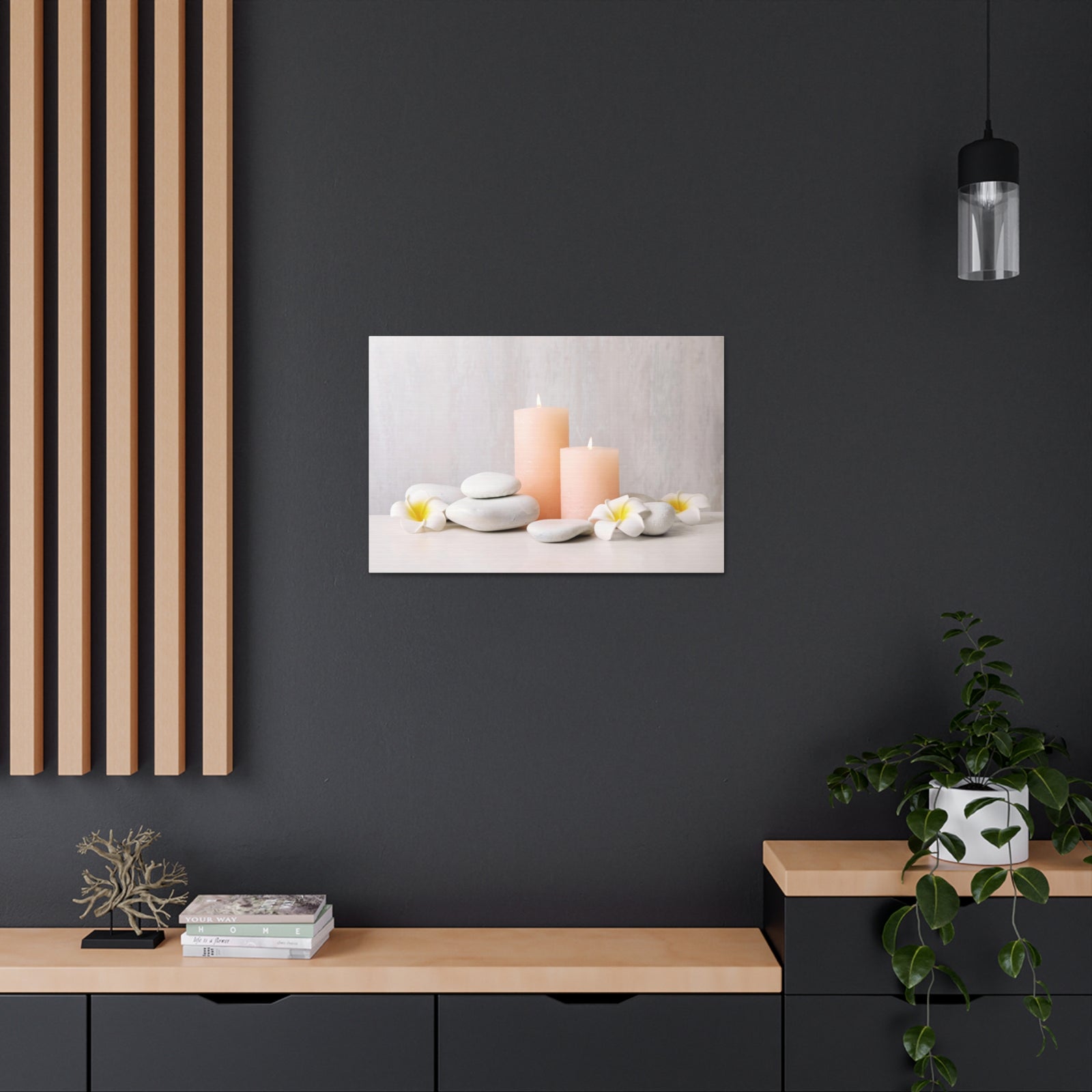 Lighted Candles and Flowers Forest Floral Nature Photography Canvas Wall Art for Home Decor Ready-to-Hang-Express Your Love Gifts