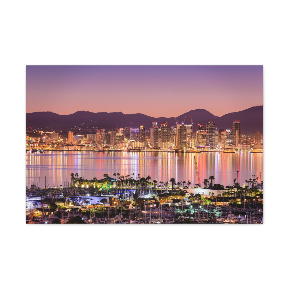 San Diego Night Skyline Canvas Artwork High-Quality Breathtaking Stunning Cityscape for Home Decor Ready to Hang-Express Your Love Gifts