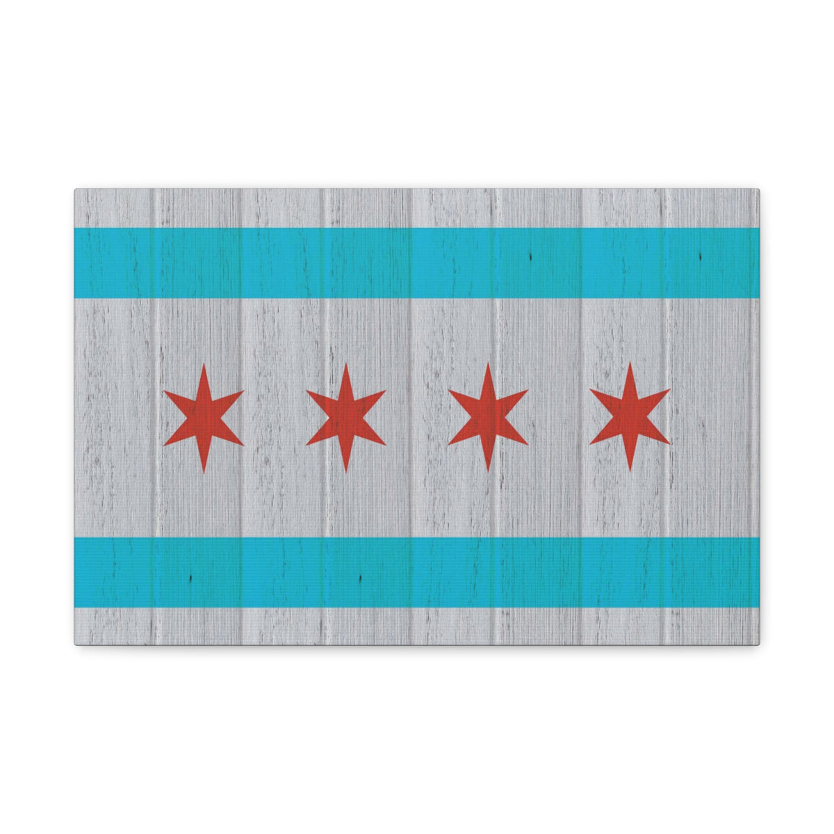 Chicago Flag Distressed Wood Look Canvas Wall Art for Home Decor Ready-to-Hang-Express Your Love Gifts
