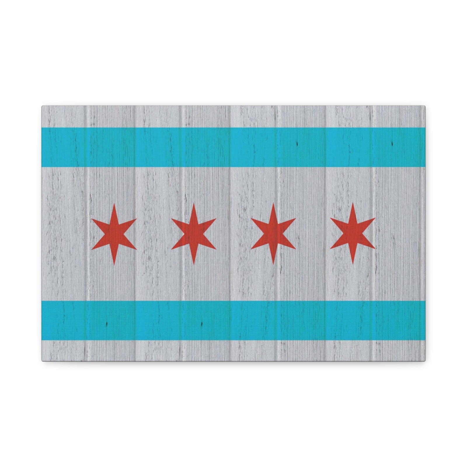 Chicago Flag Distressed Wood Look Canvas Wall Art for Home Decor Ready-to-Hang-Express Your Love Gifts
