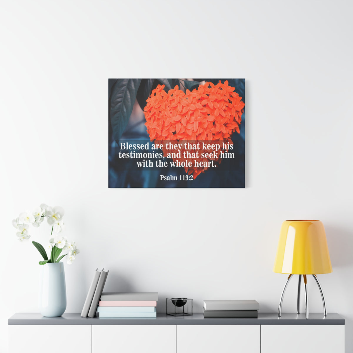 Scripture Canvas Keep His Testimonies Psalm 119:2 Christian Wall Art Bible Verse Print Ready to Hang-Express Your Love Gifts