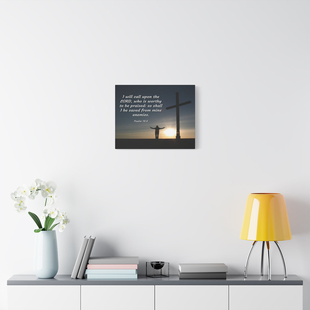 Scripture Canvas Worthy Psalm 18:3 Christian Wall Art Bible Verse Print Ready to Hang-Express Your Love Gifts
