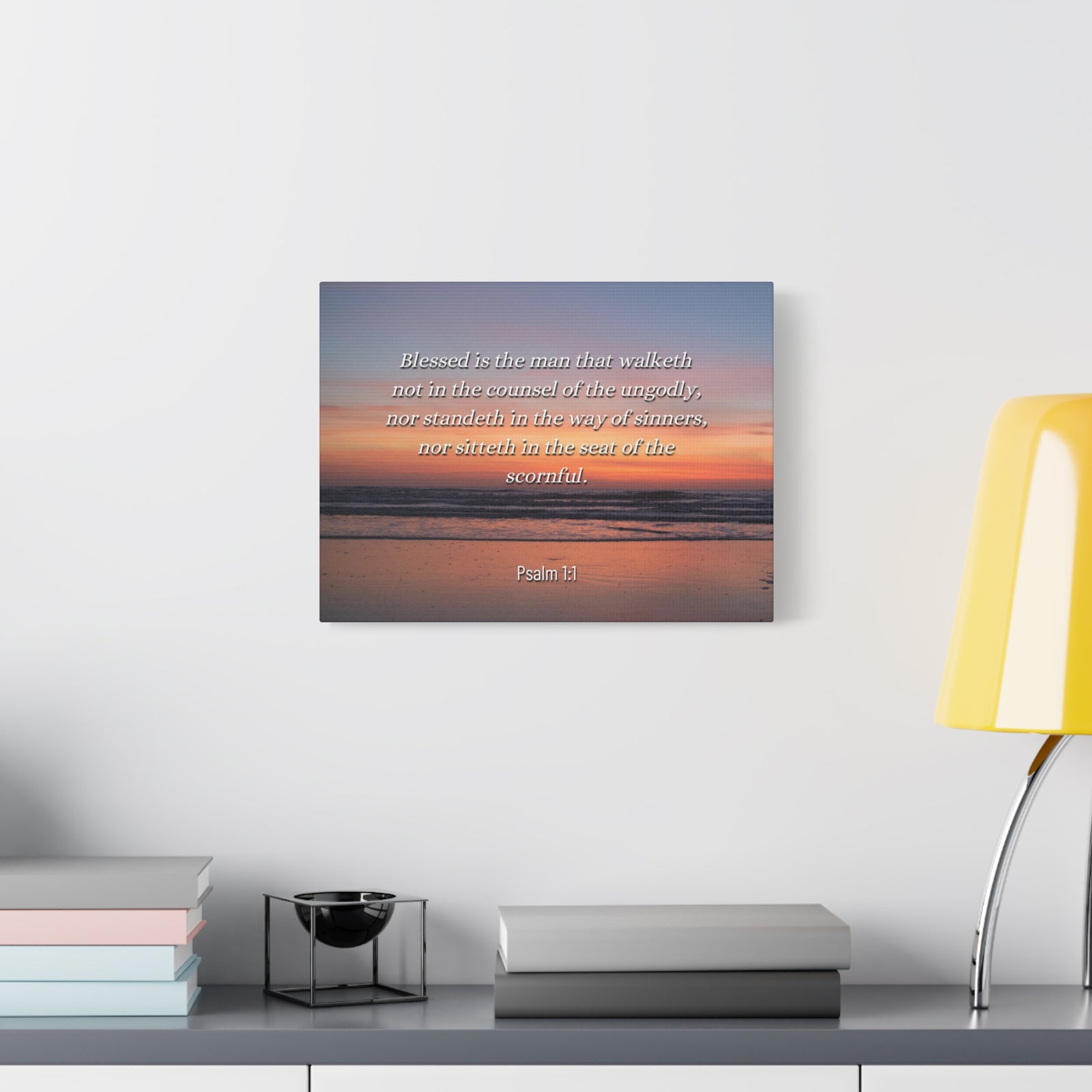 Scripture Canvas Blessed Sky Psalm 1:1 Christian Wall Art Bible Verse Print Ready to Hang-Express Your Love Gifts