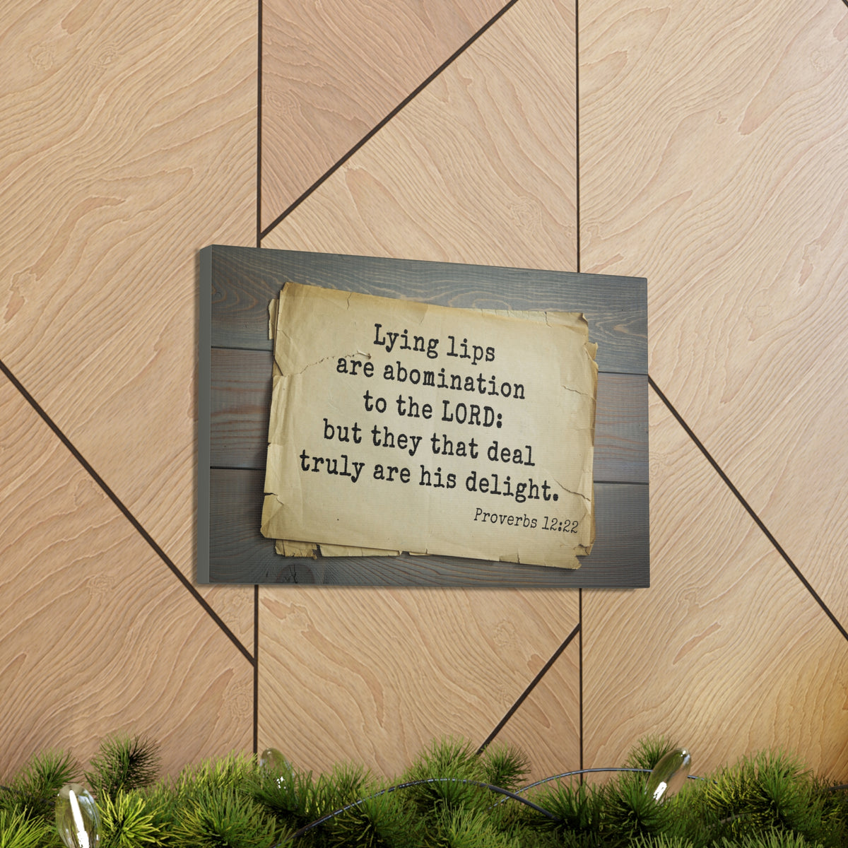 Scripture Canvas His Delight Proverbs 12:22 Christian Wall Art Bible Verse Print Ready to Hang-Express Your Love Gifts