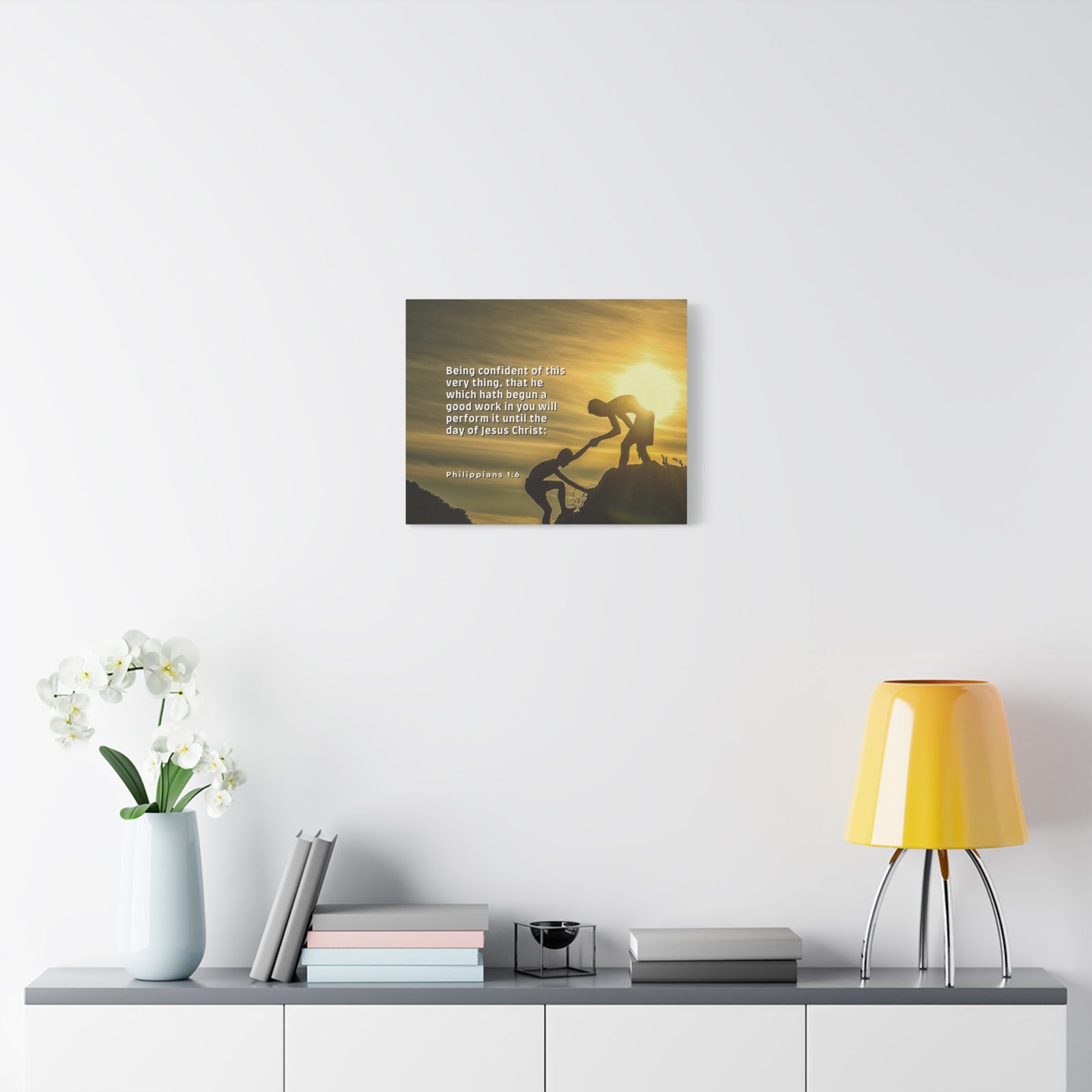 Scripture Canvas Being Confident Philippians 1:6 Christian Wall Art Bible Verse Print Ready to Hang-Express Your Love Gifts