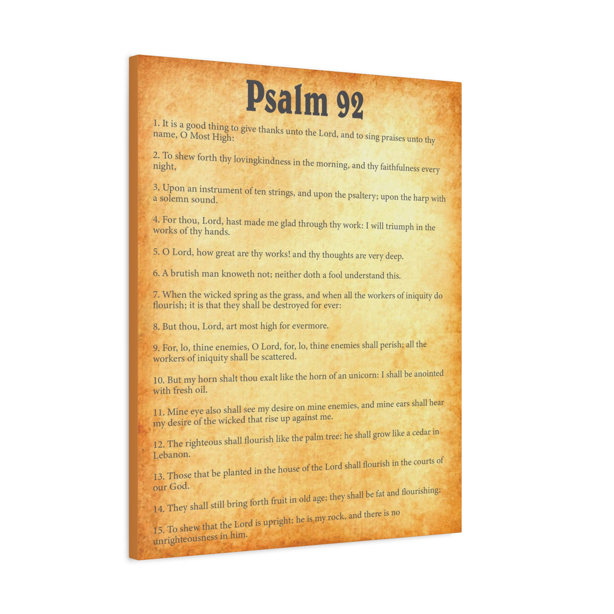 Scripture Walls Psalm 92 Gold Bible Chapter Canvas Christian Wall Art Ready to Hang Unframed-Express Your Love Gifts
