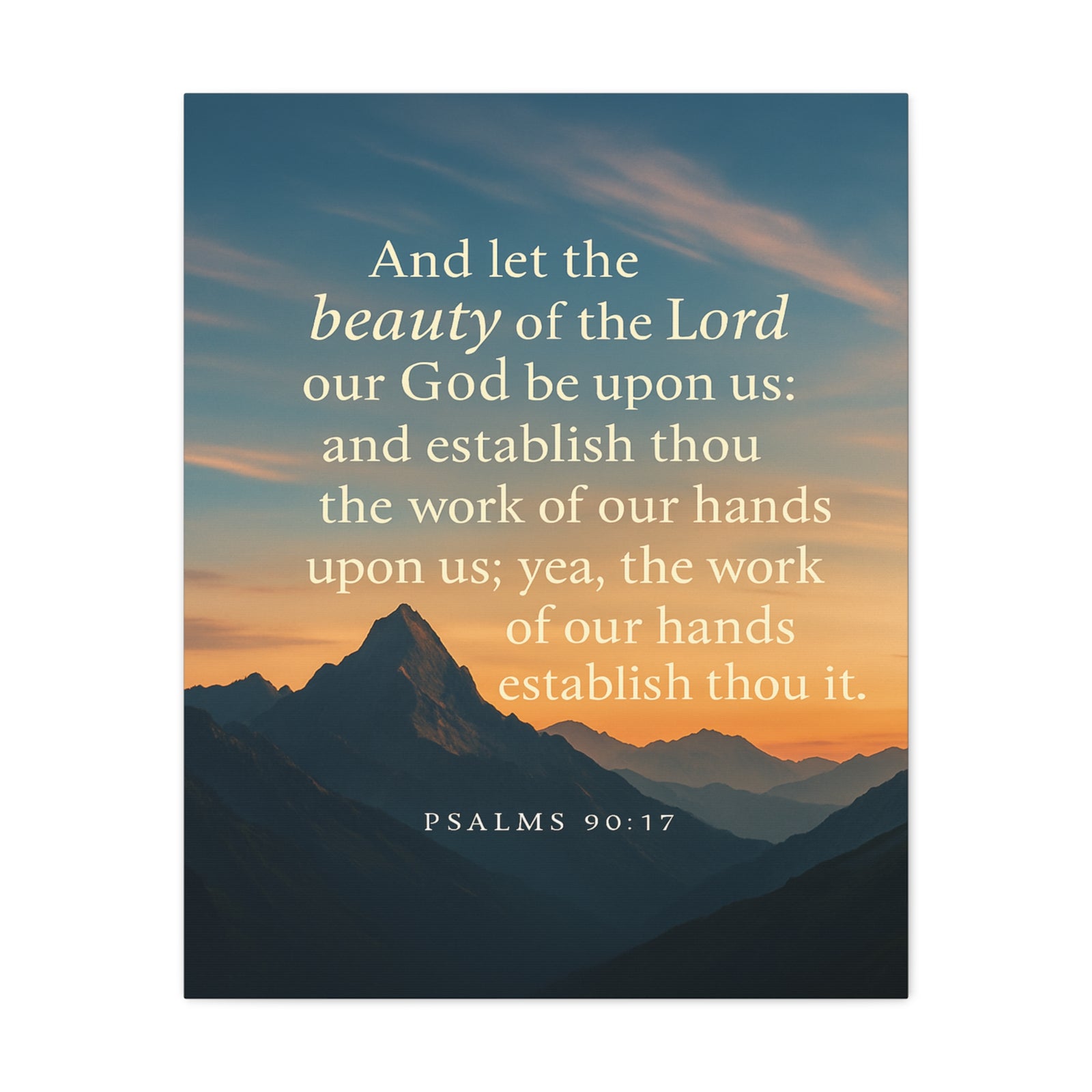 Bible Verse Canvas Psalms 90:17 Christian Home Décor Wall Art Scripture Ready to Hang Faith Print-Express Your Love Gifts