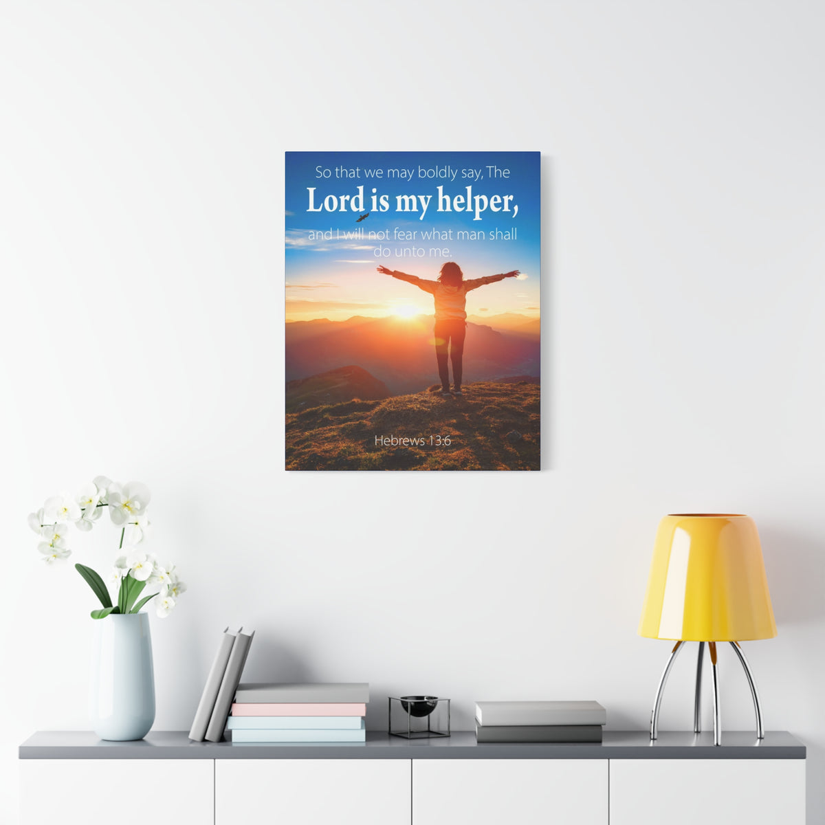 Scripture Walls Lord is My Helper Hebrews 13:6 Bible Verse Canvas Christian Wall Art Ready to Hang Unframed-Express Your Love Gifts
