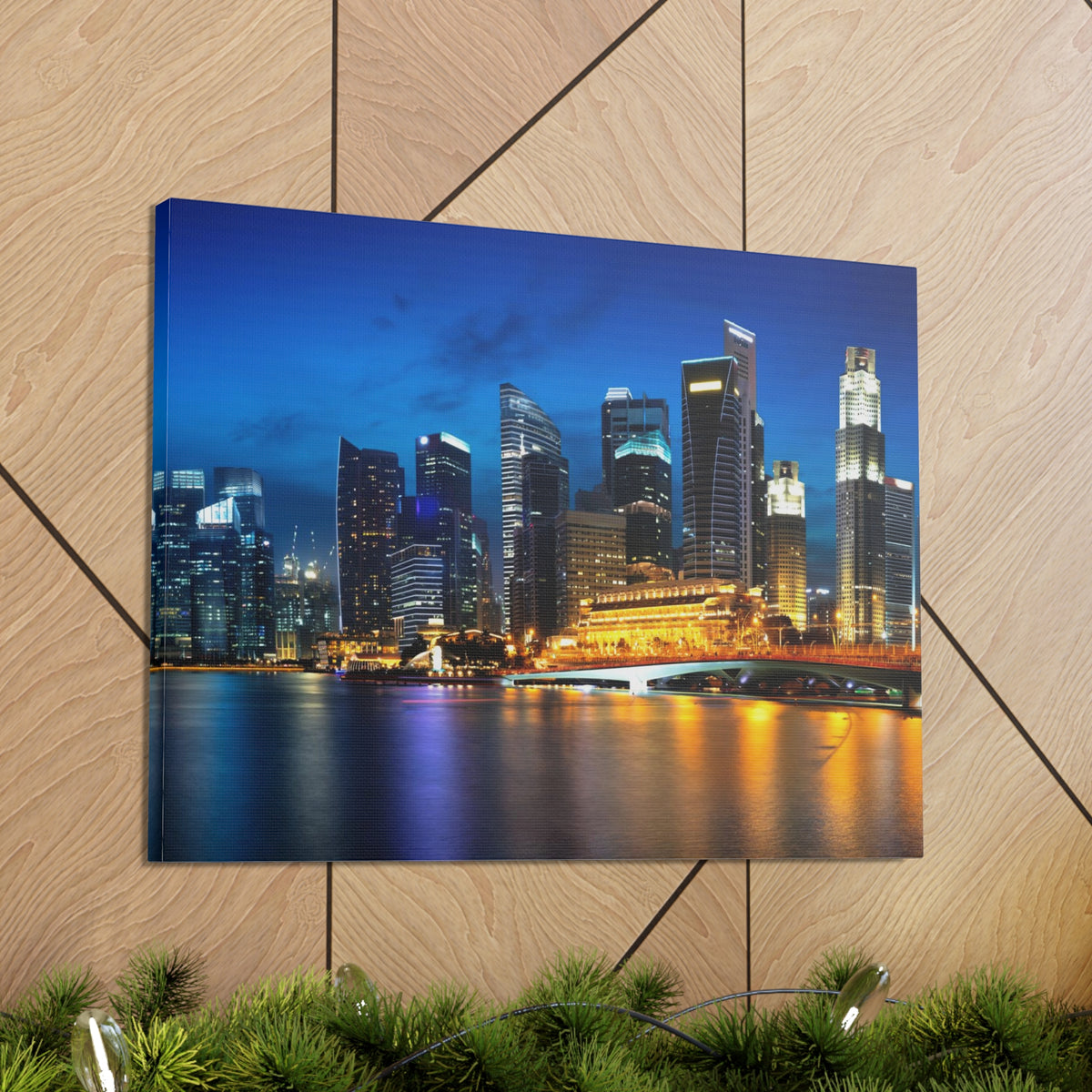 Singapore Night Skyline Canvas Artwork High-Quality Breathtaking Stunning Cityscape for Home Decor Ready to Hang-Express Your Love Gifts