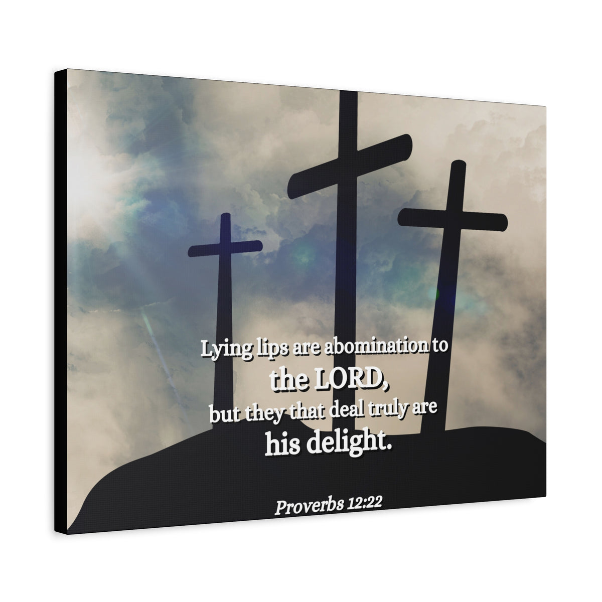 Scripture Canvas Lying Lips Proverbs 12:22 Christian Wall Art Bible Verse Print Ready to Hang-Express Your Love Gifts