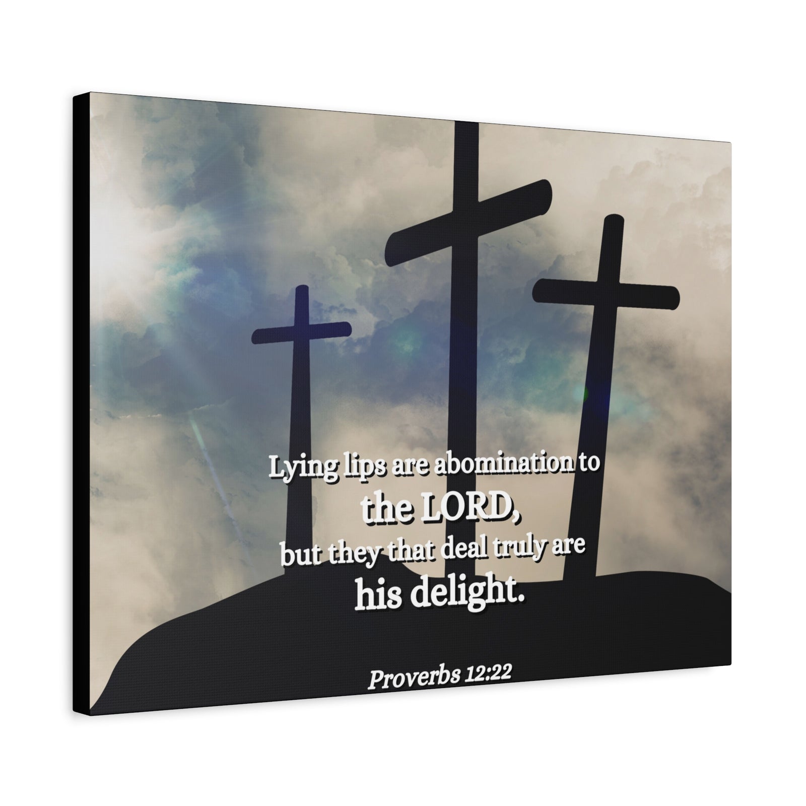 Scripture Canvas Lying Lips Proverbs 12:22 Christian Wall Art Bible Verse Print Ready to Hang-Express Your Love Gifts