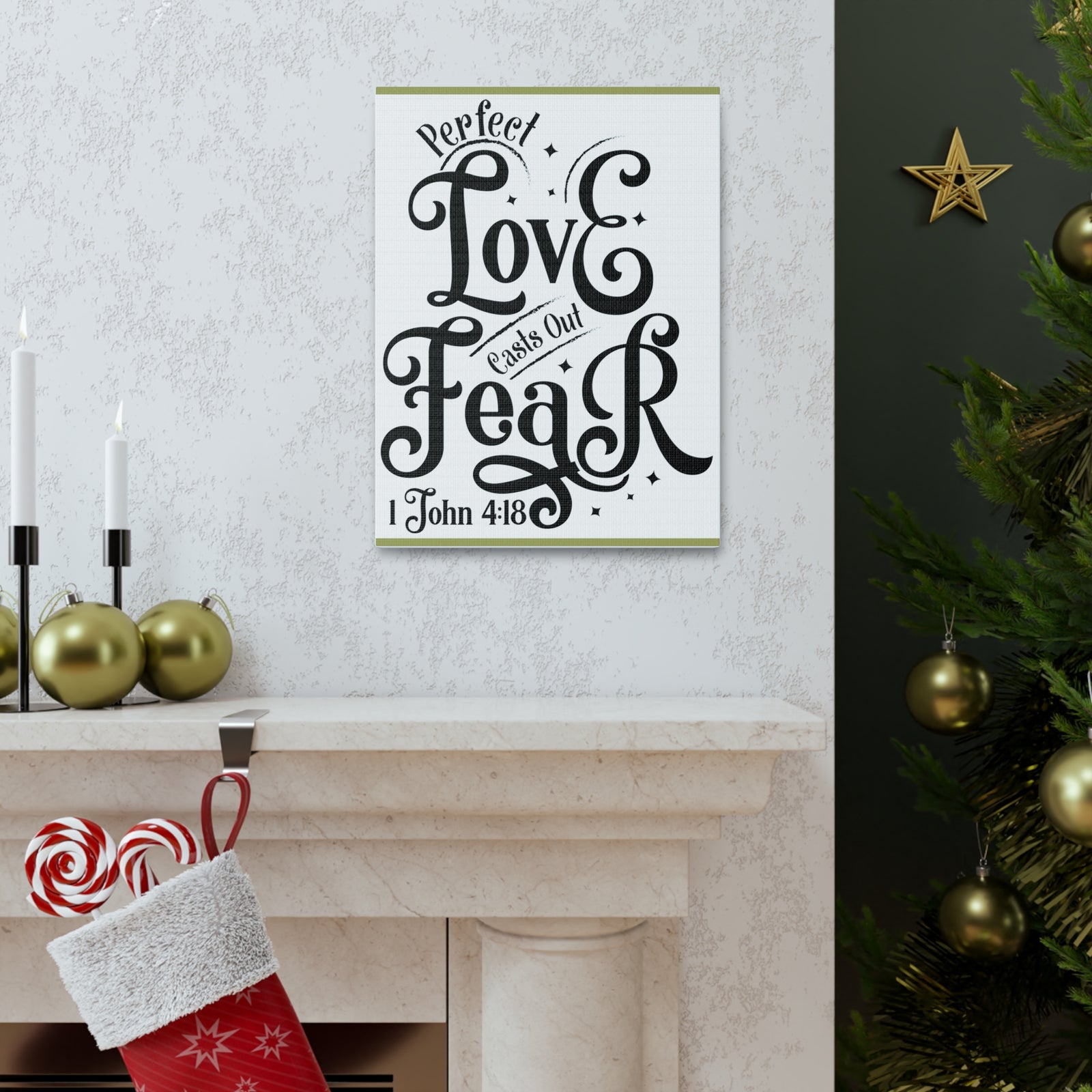 Scripture Walls Perfect Love Casts Out Fear 1 John 4:18 Bible Verse Canvas Christian Wall Art Ready To Hang-Express Your Love Gifts