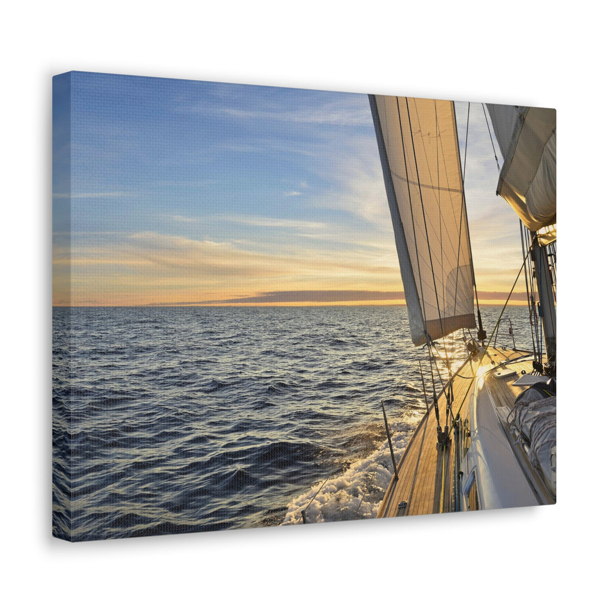 Sailboat Sailing In The Sea At Sunset Ocean Canvas Wall Art for Home Decor Ready-to-Hang-Express Your Love Gifts