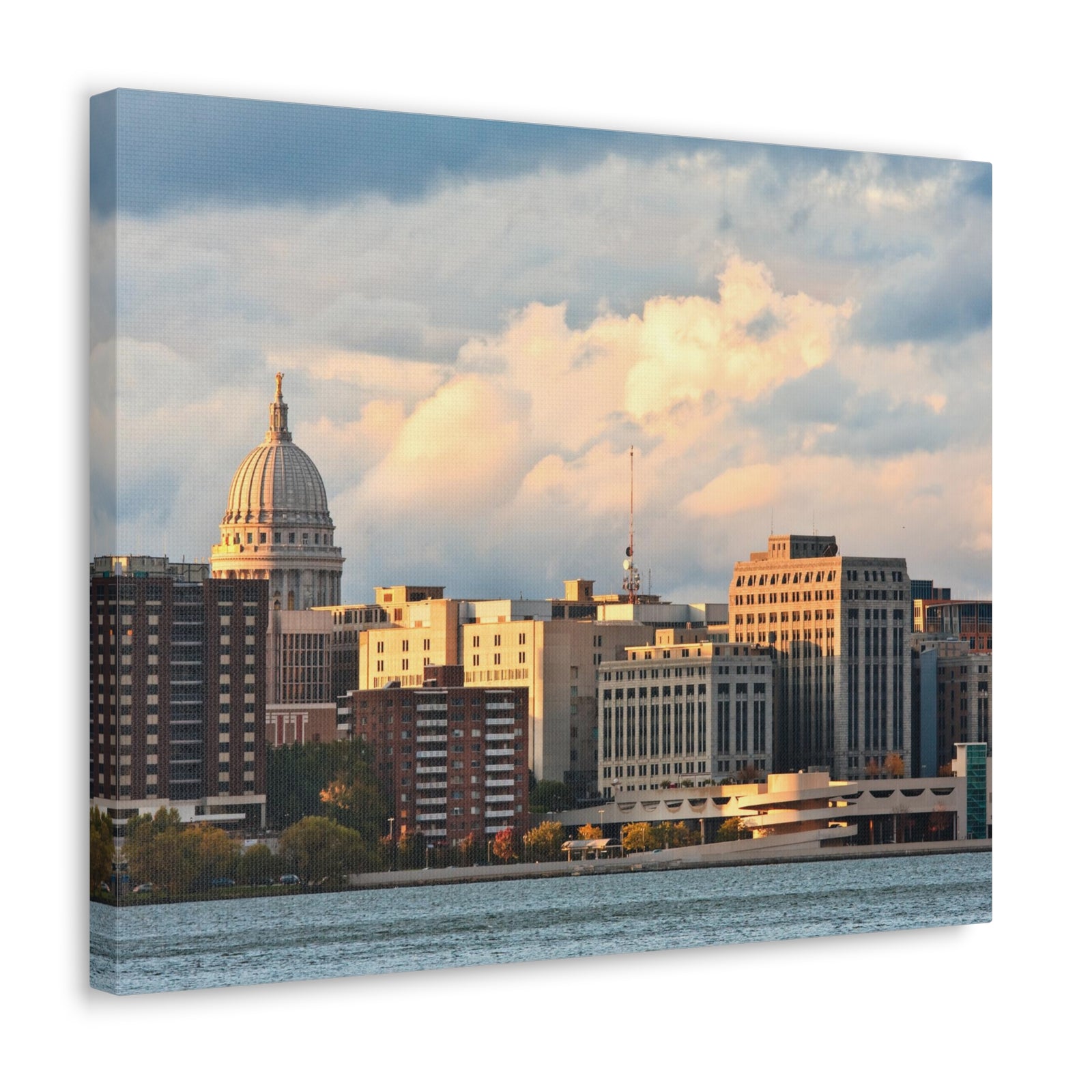 Madison Skyline Daytime Canvas Artwork High-Quality Breathtaking Stunning Cityscape for Home Decor Ready to Hang-Express Your Love Gifts