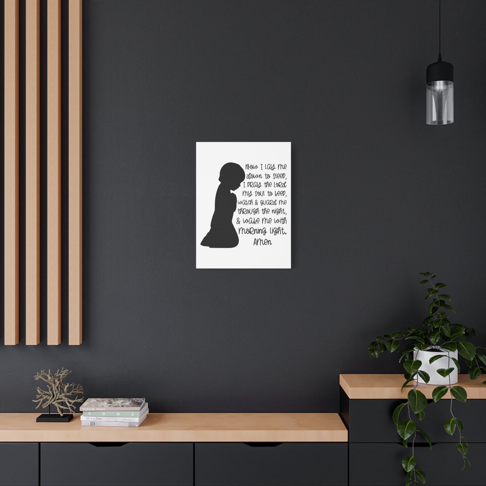 Scripture Canvas Wake Me With Morning Psalms 4:8 Christian Wall Art Print Ready to Hang-Express Your Love Gifts