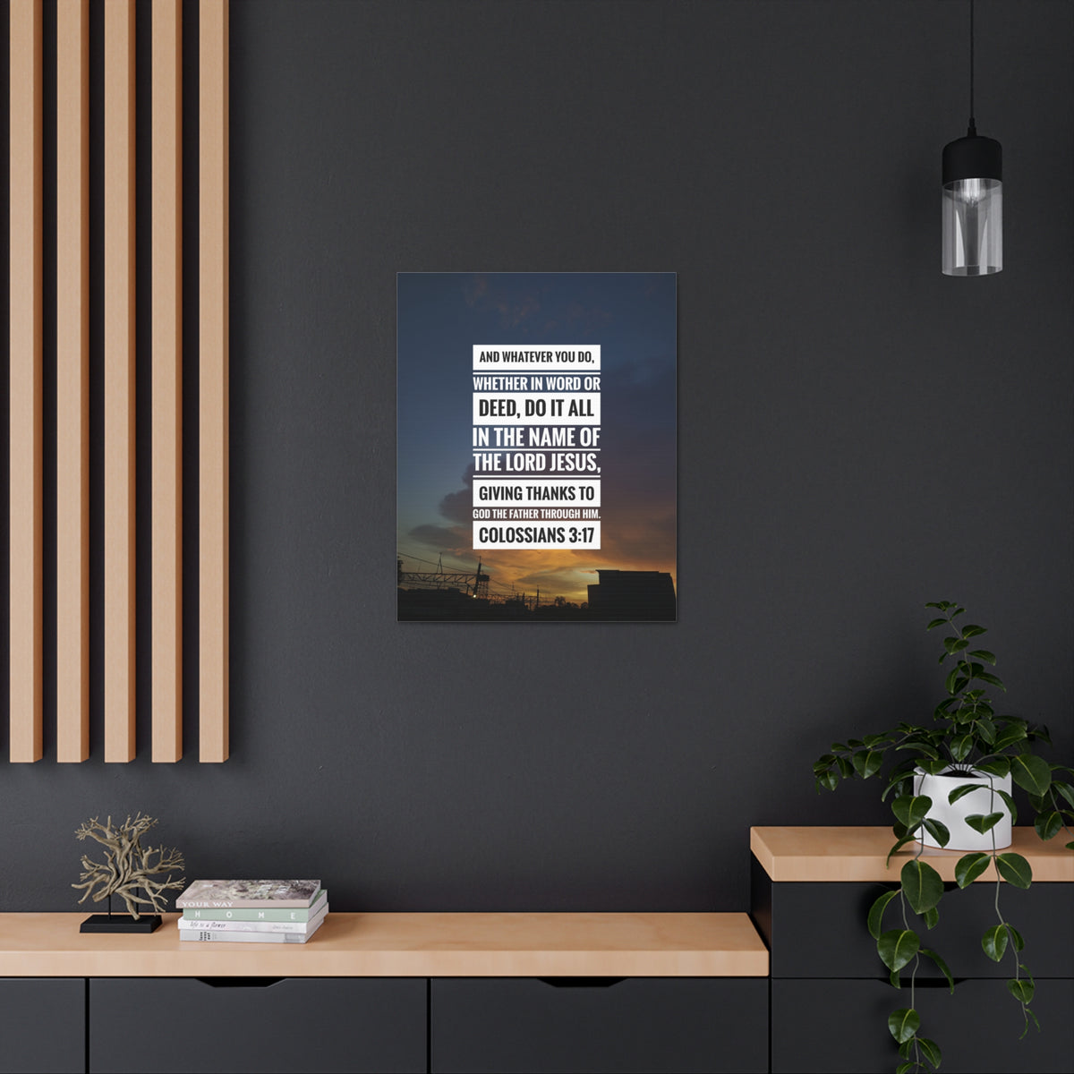 Scripture Canvas Thanks To God The Father Colossians 3:17 Christian Wall Art Bible Verse Print Ready to Hang-Express Your Love Gifts