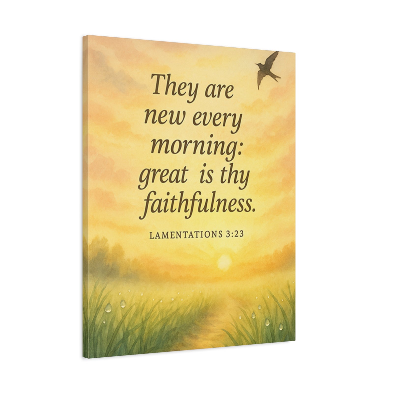 Bible Verse Canvas Lamentations 3:23 Christian Home Décor Wall Art Scripture Ready to Hang Faith Print-Express Your Love Gifts