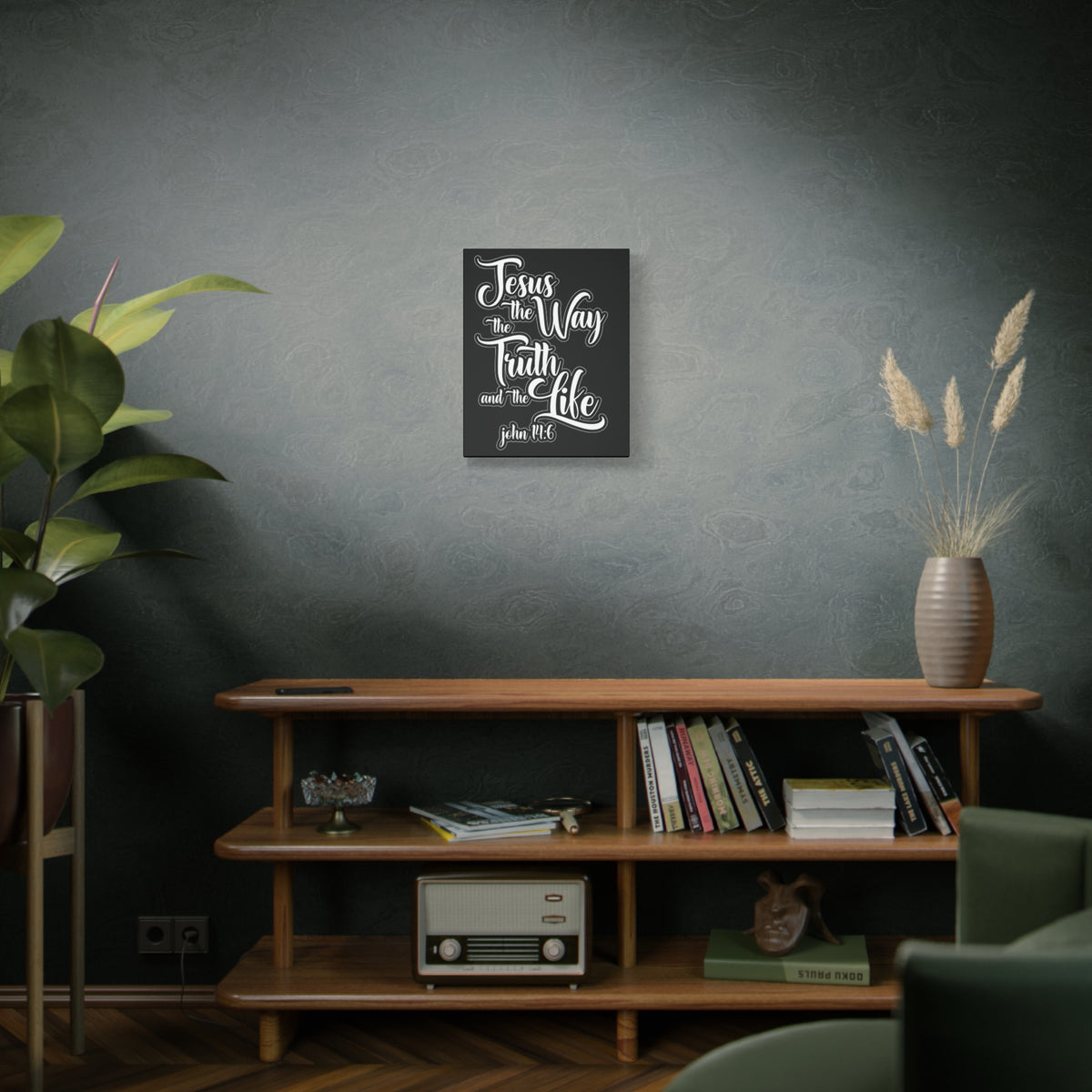 Scripture Walls Jesus The Way The Truth And The Life John 14:6 Black and White Bible Verse Canvas Christian Wall Art Ready To Hang-Express Your Love Gifts