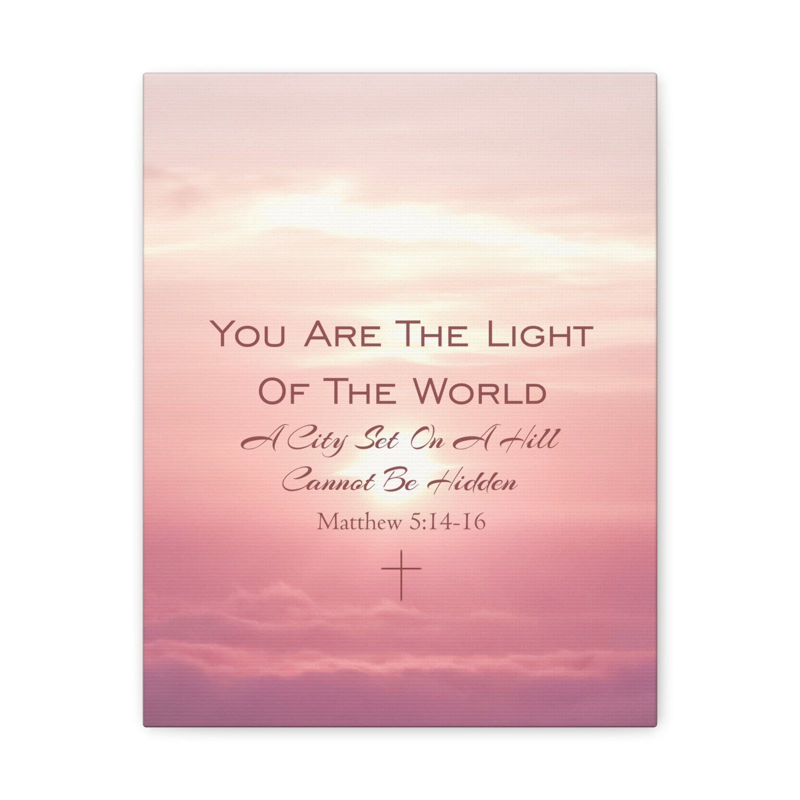 Scripture Canvas Light Of The World Matthew 5:14-16 Christian Wall Art Bible Verse Print Ready to Hang-Express Your Love Gifts