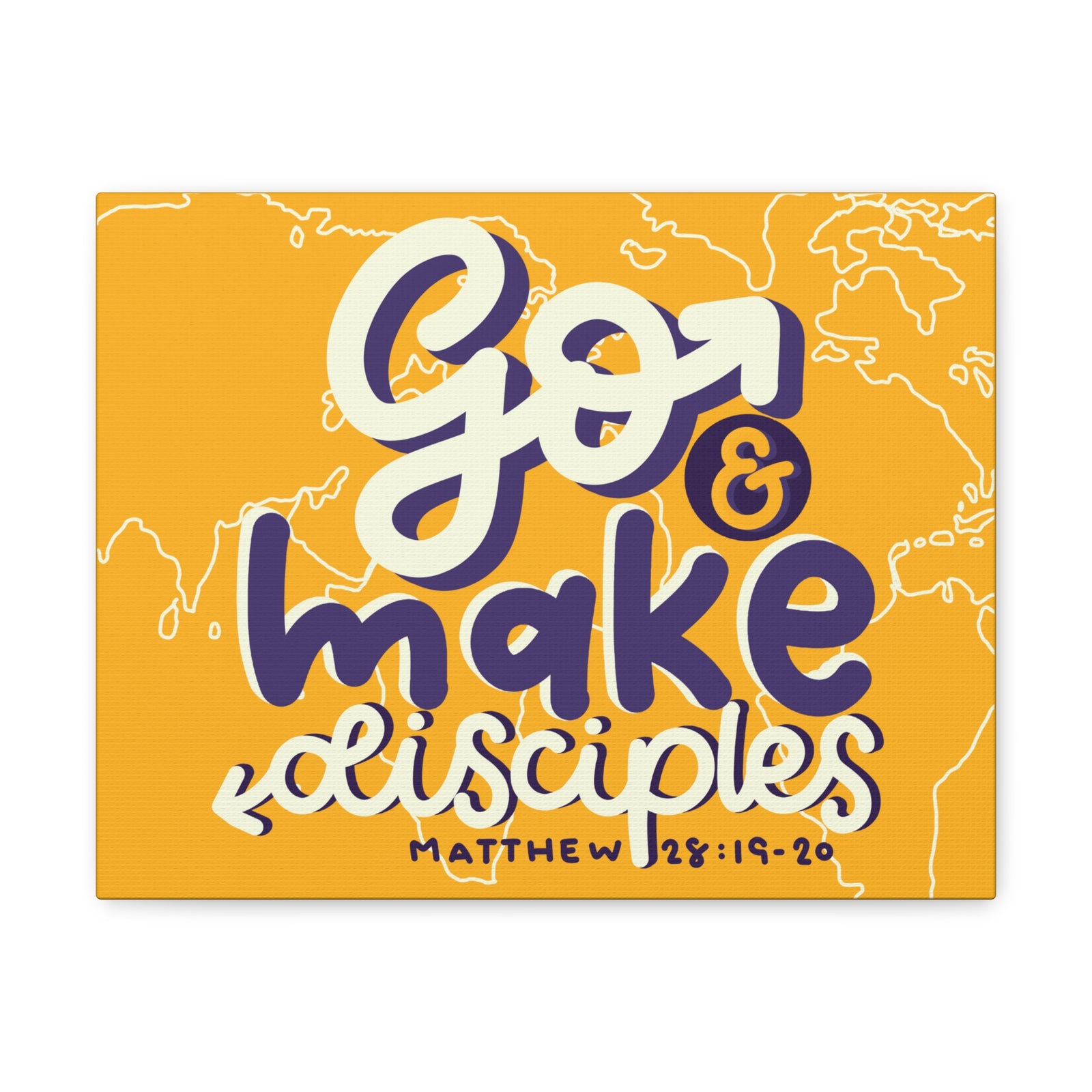 Scripture Canvas Go And Make Disciples Matthew 28:19-20 Christian Wall Art Bible Verse Print Ready to Hang-Express Your Love Gifts