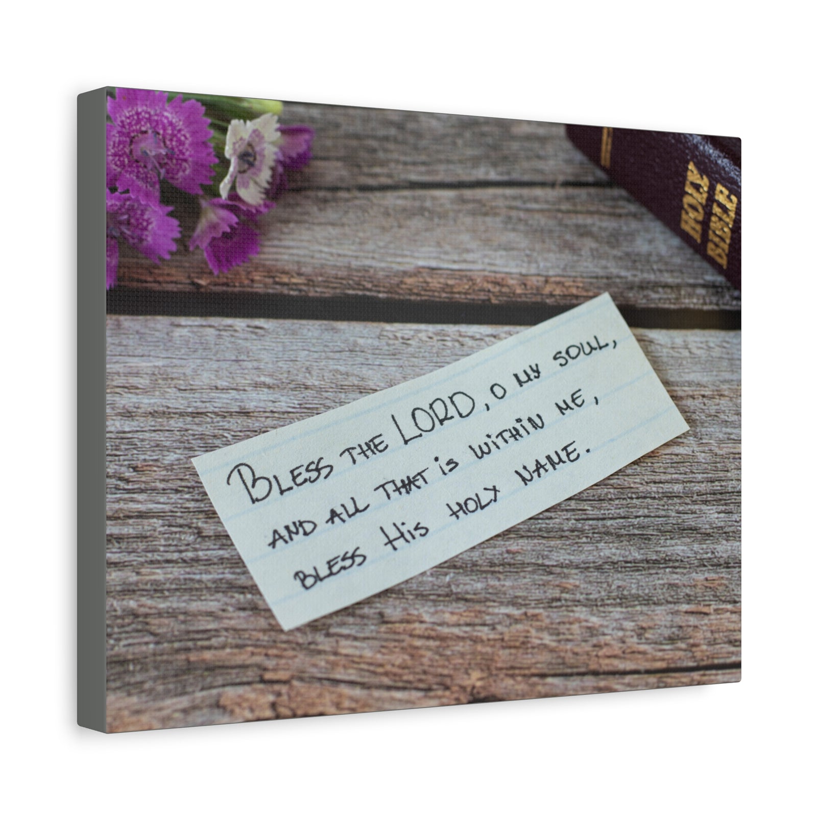 Scripture Canvas Bless The Lord Psalm 103:1 Wood Christian Wall Art Bible Verse Print Ready to Hang-Express Your Love Gifts