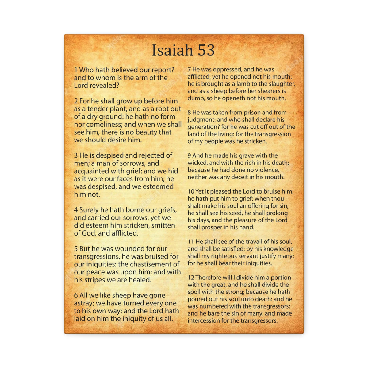 Scripture Walls Coming of Christ Isaiah 53 Chapter Gold Christian Wall Art Print Ready to Hang Unframed-Express Your Love Gifts