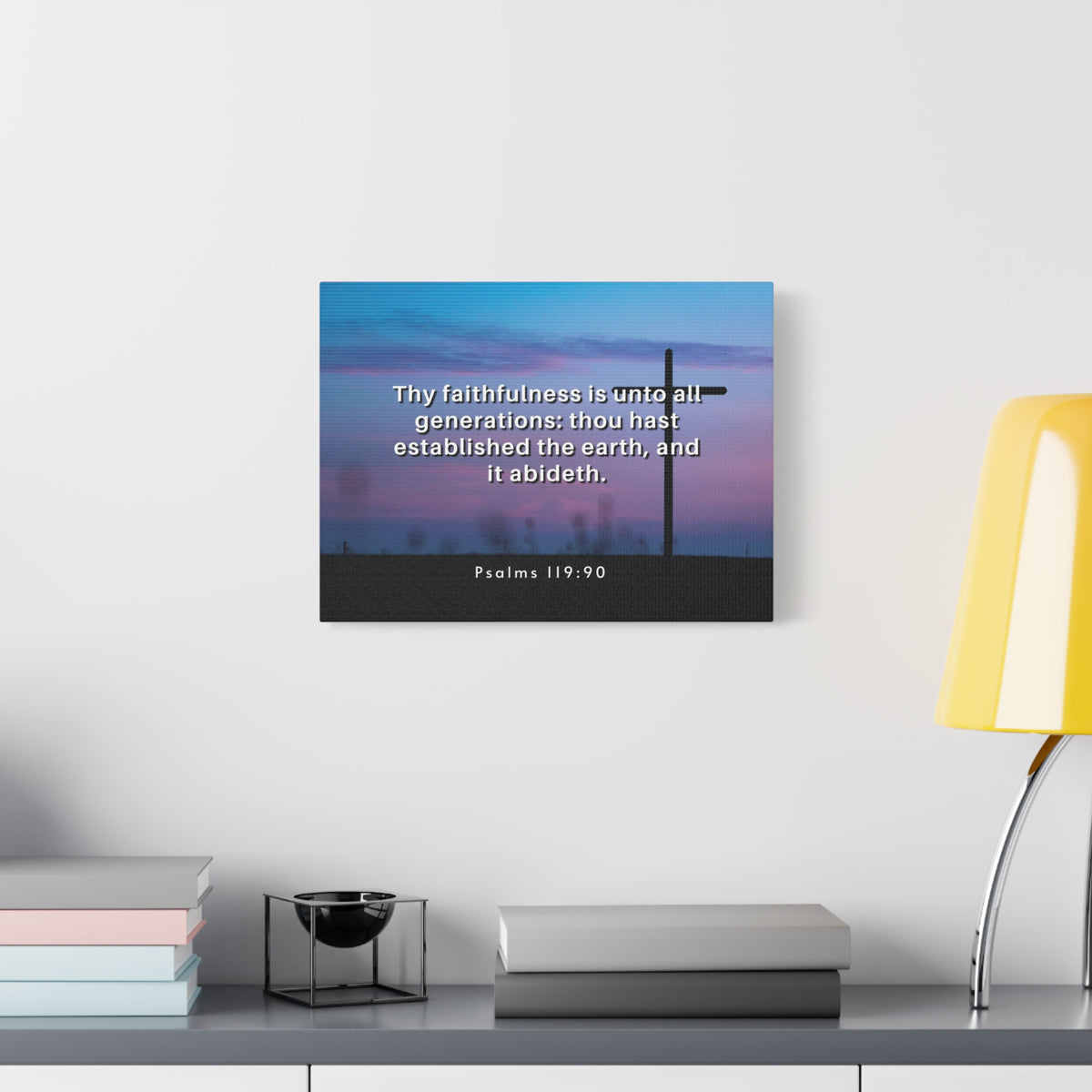 Scripture Canvas Thy Faithfulness Psalm 119:90 Christian Wall Art Bible Verse Print Ready to Hang-Express Your Love Gifts