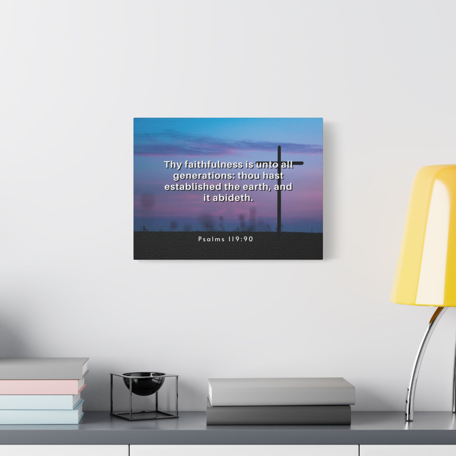 Scripture Canvas Thy Faithfulness Psalm 119:90 Christian Wall Art Bible Verse Print Ready to Hang-Express Your Love Gifts