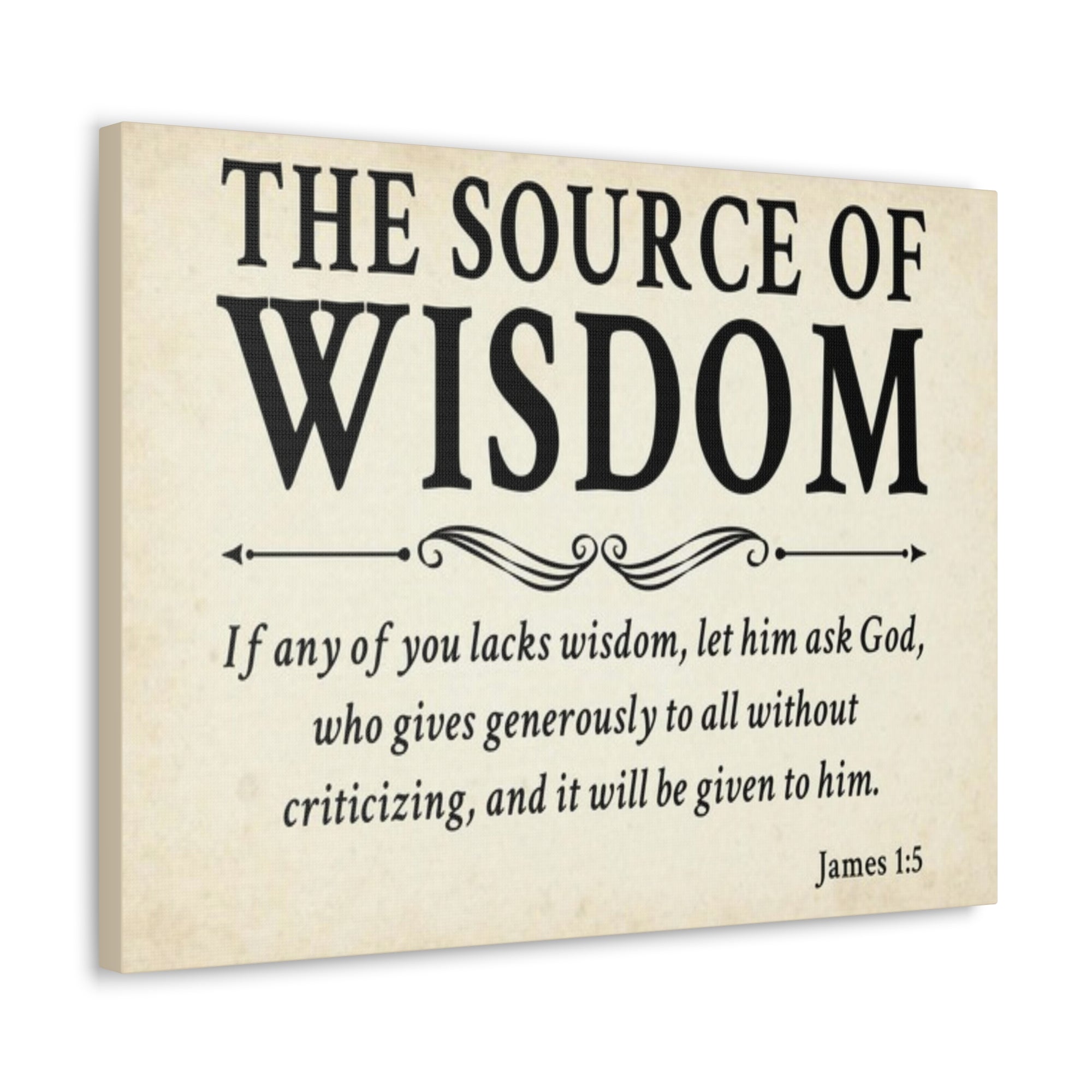 Scripture Walls James 1:5 The Source of Wisdom White Bible Verse Canvas Christian Wall Art Ready to Hang Unframed-Express Your Love Gifts