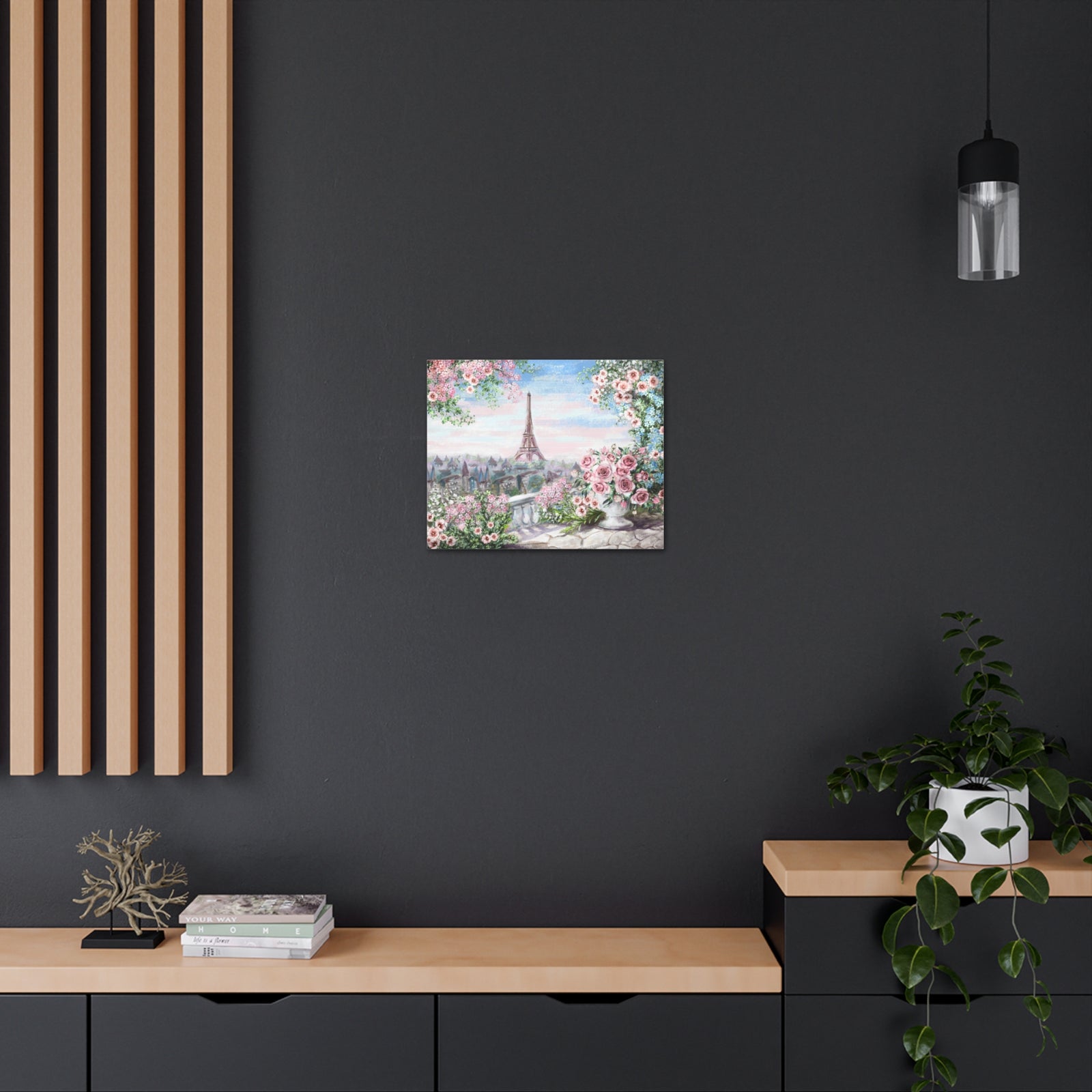 Paris Roses Pink Eiffel Tower France Canvas Artwork High-Quality Breathtaking French City for Home Decor Ready to Hang-Express Your Love Gifts