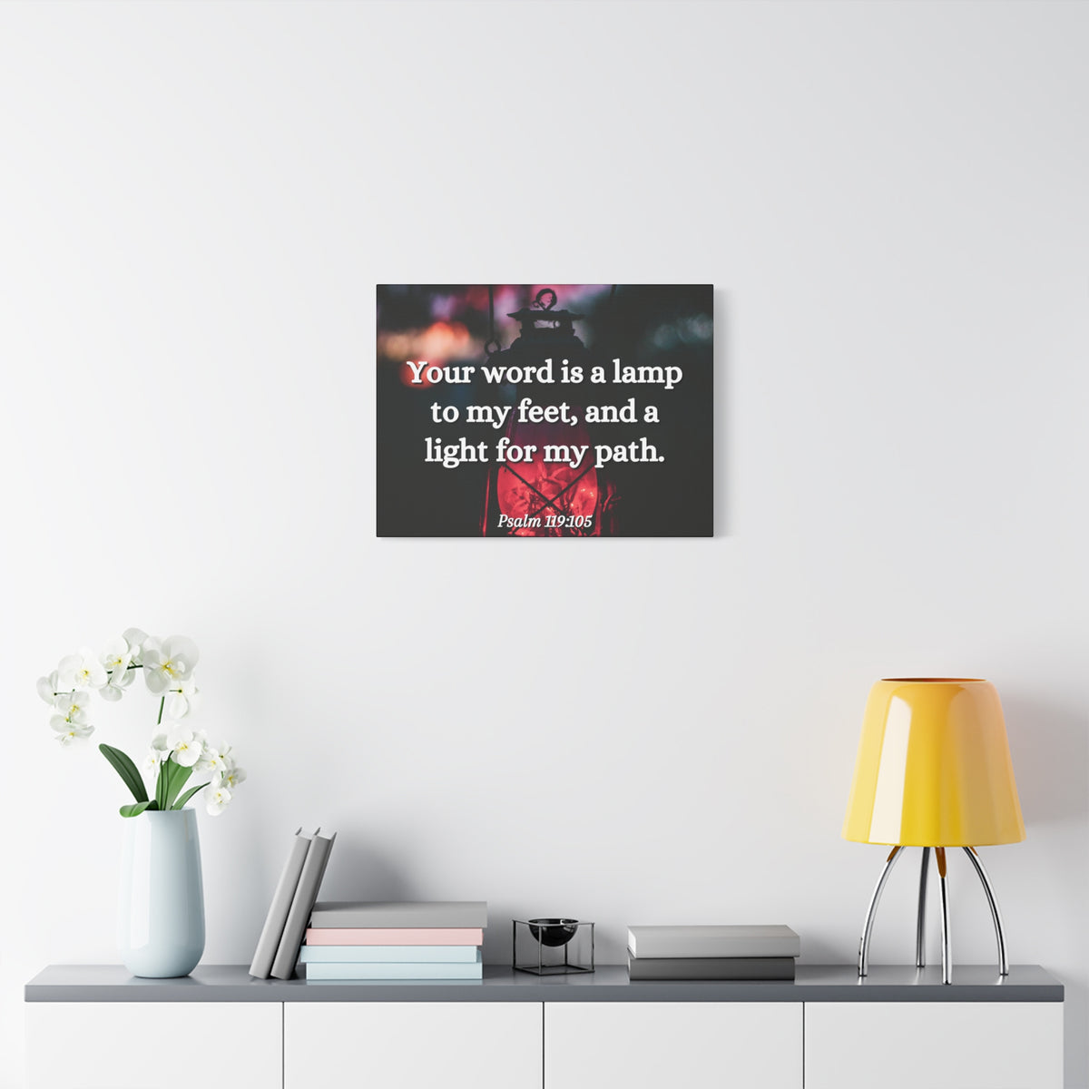Scripture Canvas Your Words Is Lamp Psalm 119:105 Christian Wall Art Bible Verse Print Ready to Hang-Express Your Love Gifts