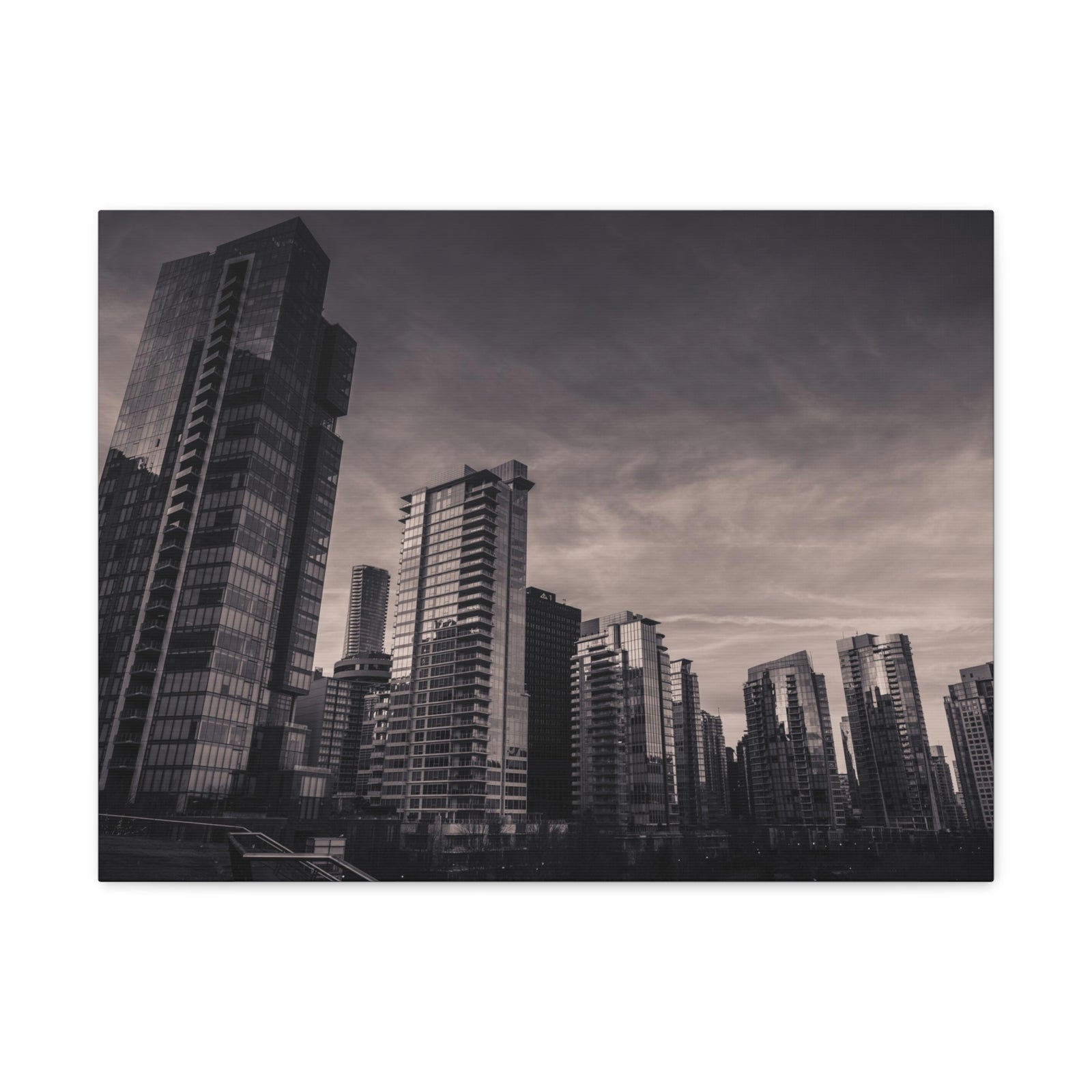 Vancouver Black And White Skyline Canvas Artwork High-Quality Breathtaking Stunning Cityscape for Home Decor Ready to Hang-Express Your Love Gifts