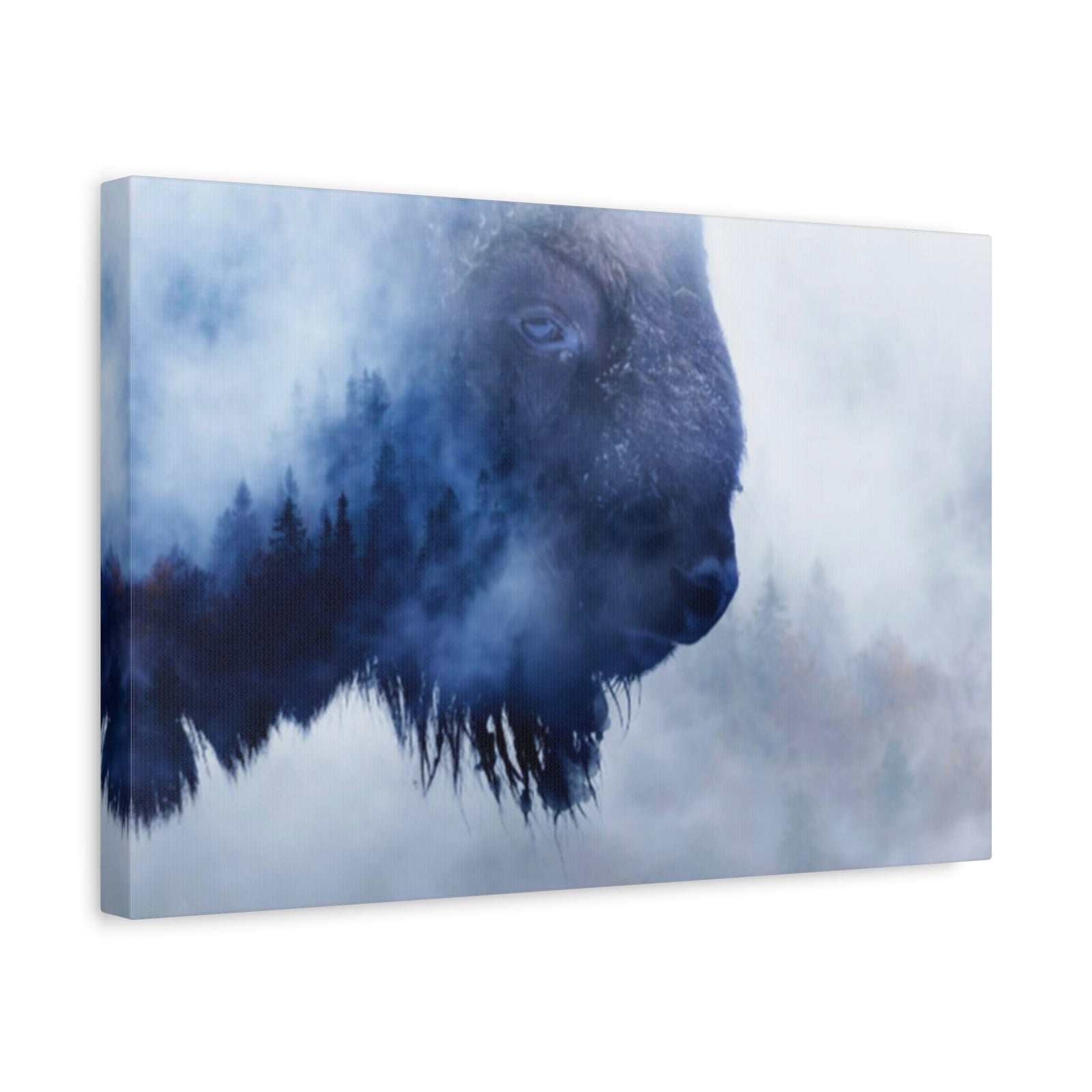 Wild Bison And A Pine Forest Buffalo Art Canvas Wall Art for Home Decor Ready-to-Hang-Express Your Love Gifts
