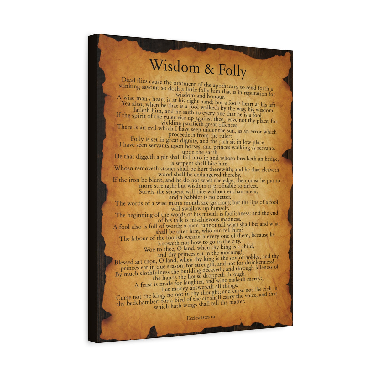 Scripture Walls Wisdom & Folly Ecclesiastes 10 Gold Brown Bible Verse Canvas Christian Wall Art Ready to Hang-Express Your Love Gifts