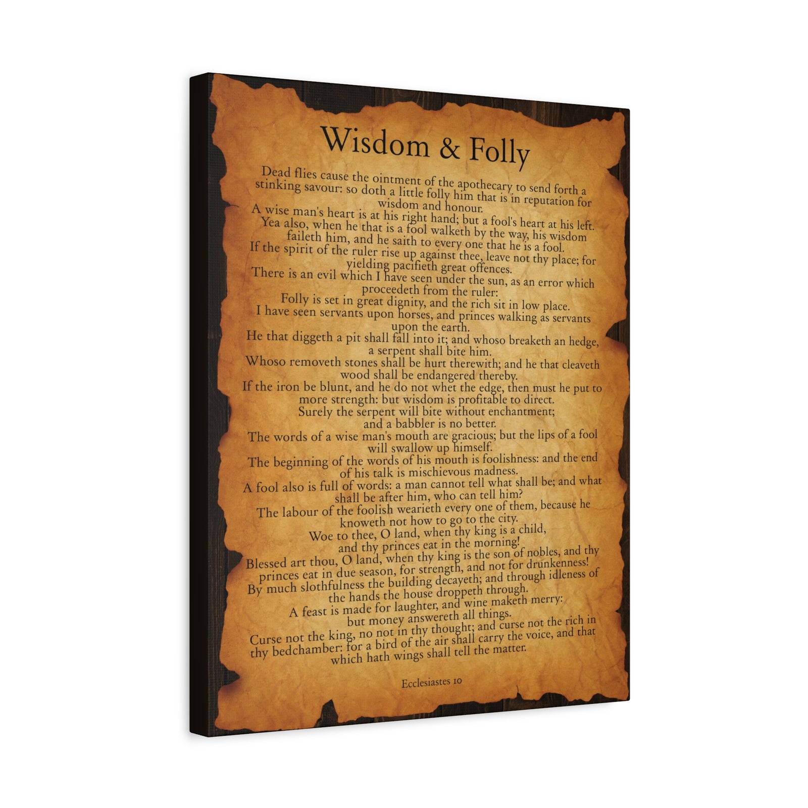 Scripture Walls Wisdom & Folly Ecclesiastes 10 Gold Brown Bible Verse Canvas Christian Wall Art Ready to Hang-Express Your Love Gifts