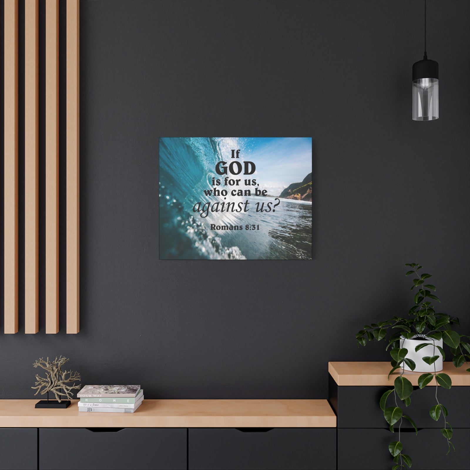 Scripture Canvas Fearless Romans 8:31Christian Wall Art Bible Verse Print Ready to Hang-Express Your Love Gifts