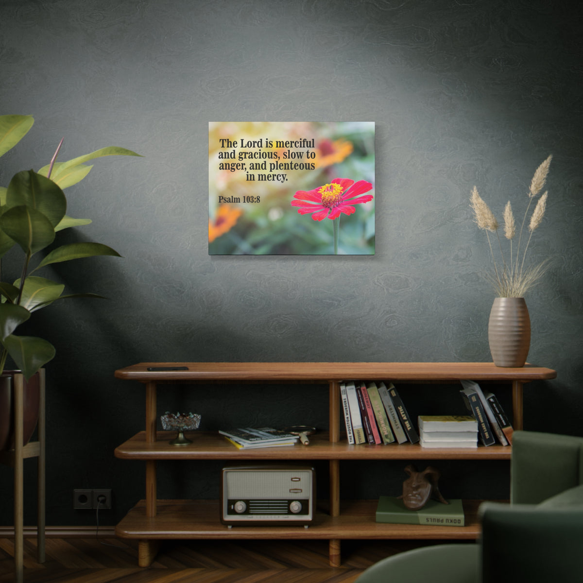 Scripture Canvas The Lord is Merciful and Gracious Psalm 103:8 Christian Wall Art Bible Verse Print Ready to Hang-Express Your Love Gifts