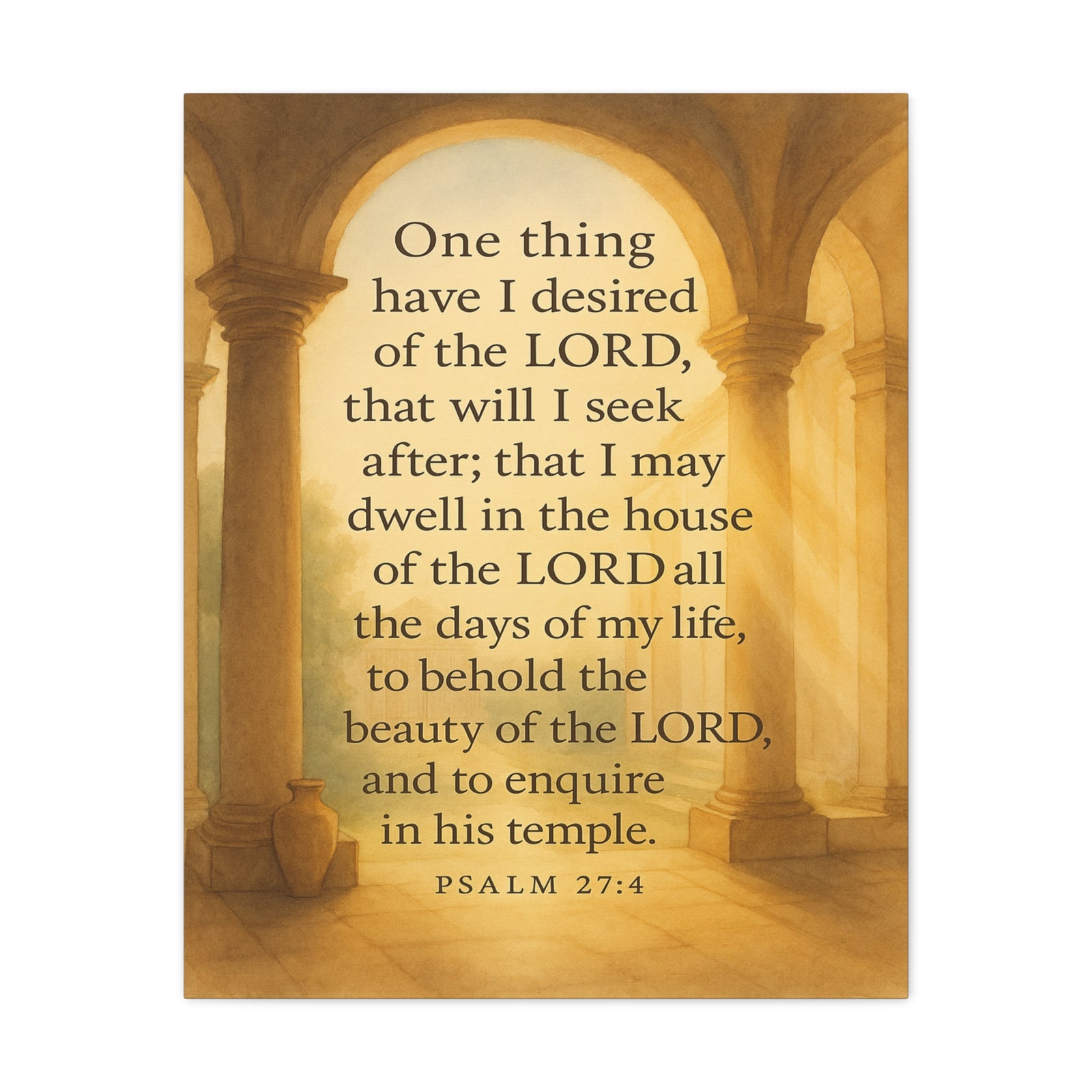 Bible Verse Canvas Psalm 27:4 Christian Home Décor Wall Art Scripture Ready to Hang Faith Print-Express Your Love Gifts