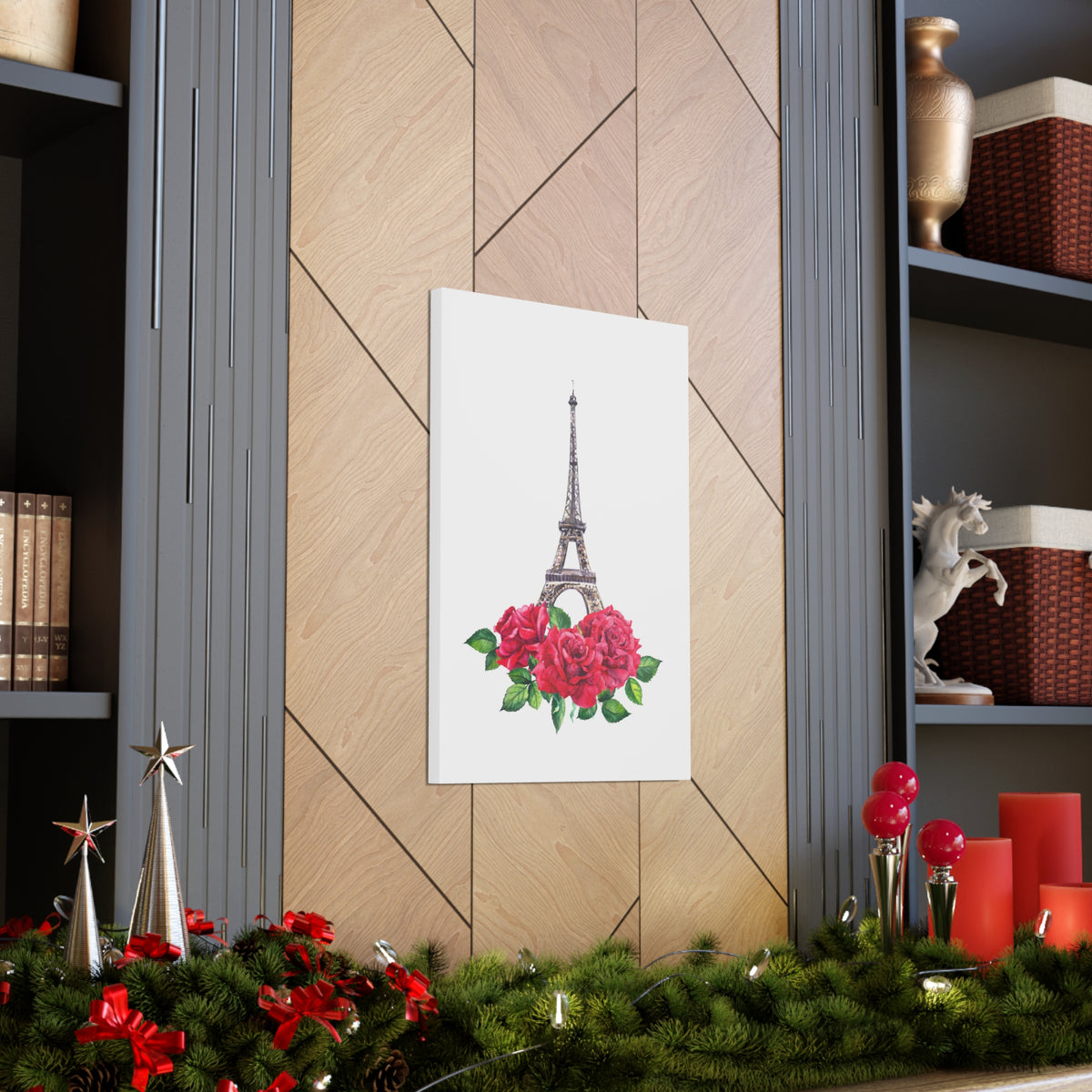 Eiffel Tower Red Rose Paris Illustration France Canvas Artwork High-Quality Breathtaking French City for Home Decor Ready to Hang-Express Your Love Gifts