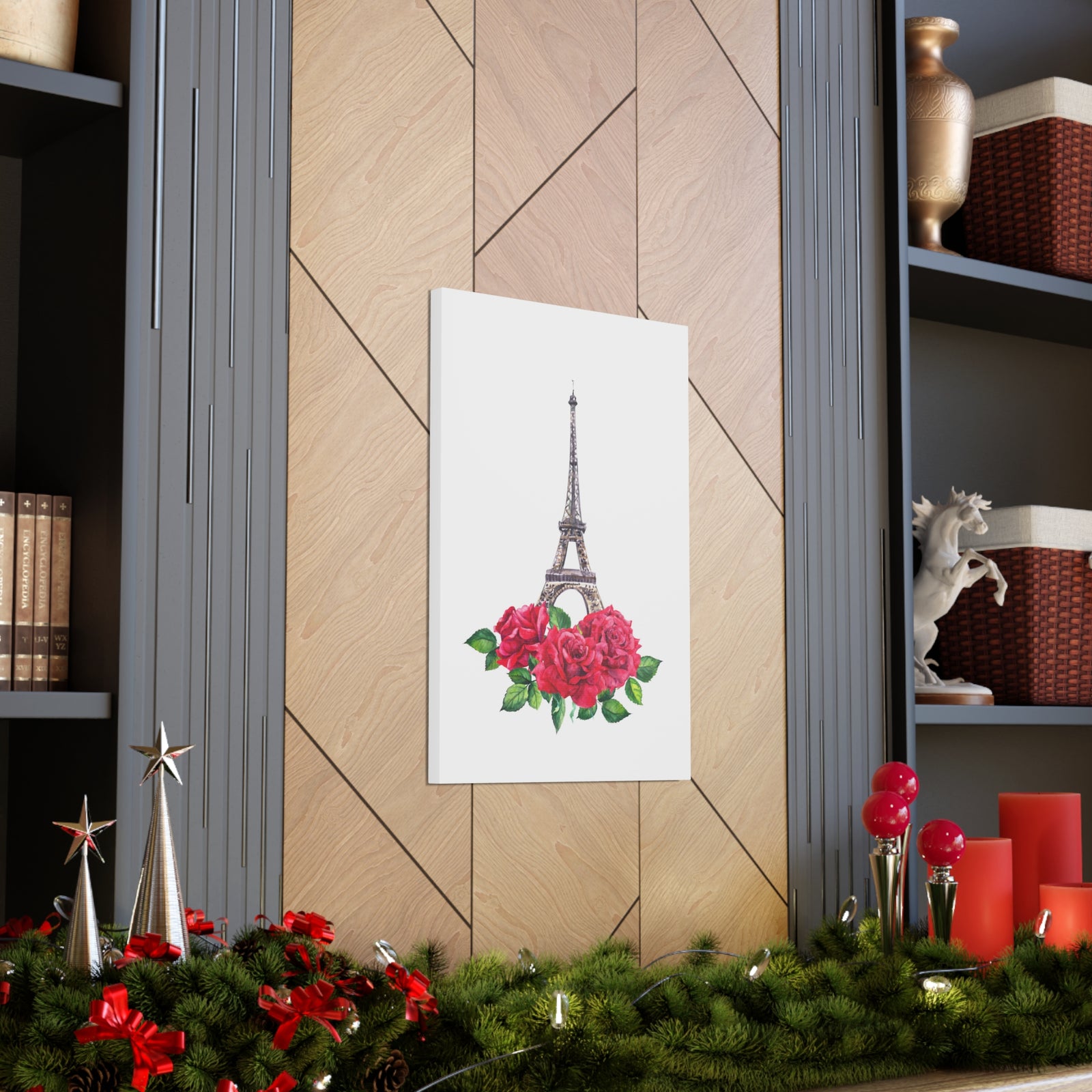 Eiffel Tower Red Rose Paris Illustration France Canvas Artwork High-Quality Breathtaking French City for Home Decor Ready to Hang-Express Your Love Gifts