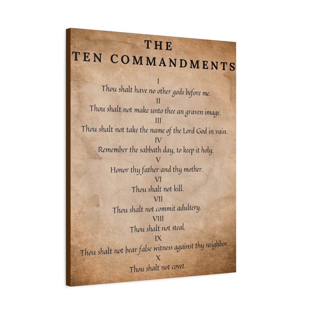 Scripture Canvas 10 Commandments Brown Christian Wall Art Bible Verse Print Ready to Hang-Express Your Love Gifts