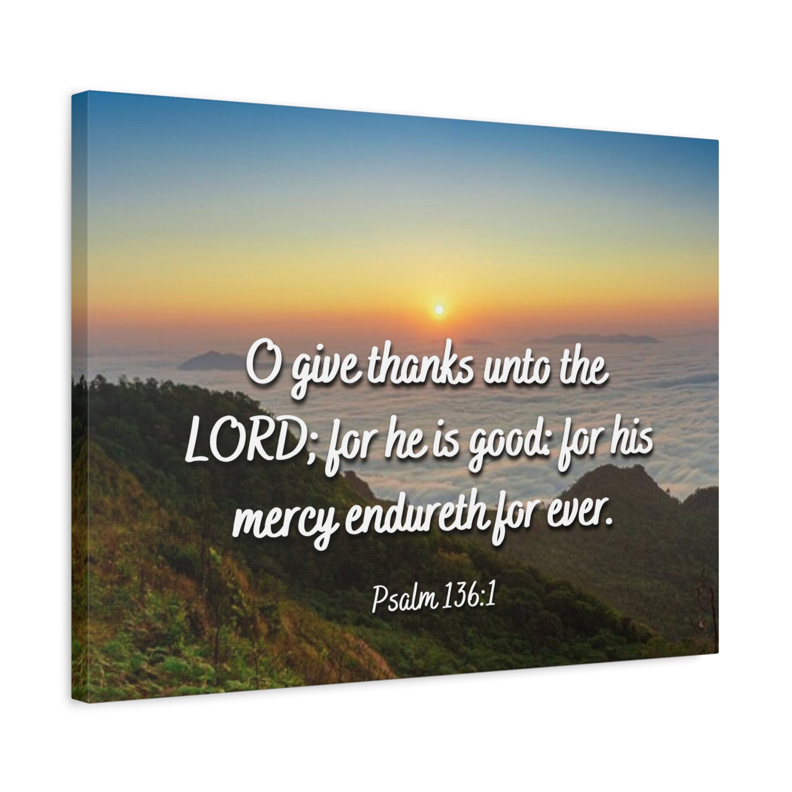 Scripture Canvas For His Mercy Psalm 136:1 Christian Wall Art Bible Verse Print Ready to Hang-Express Your Love Gifts