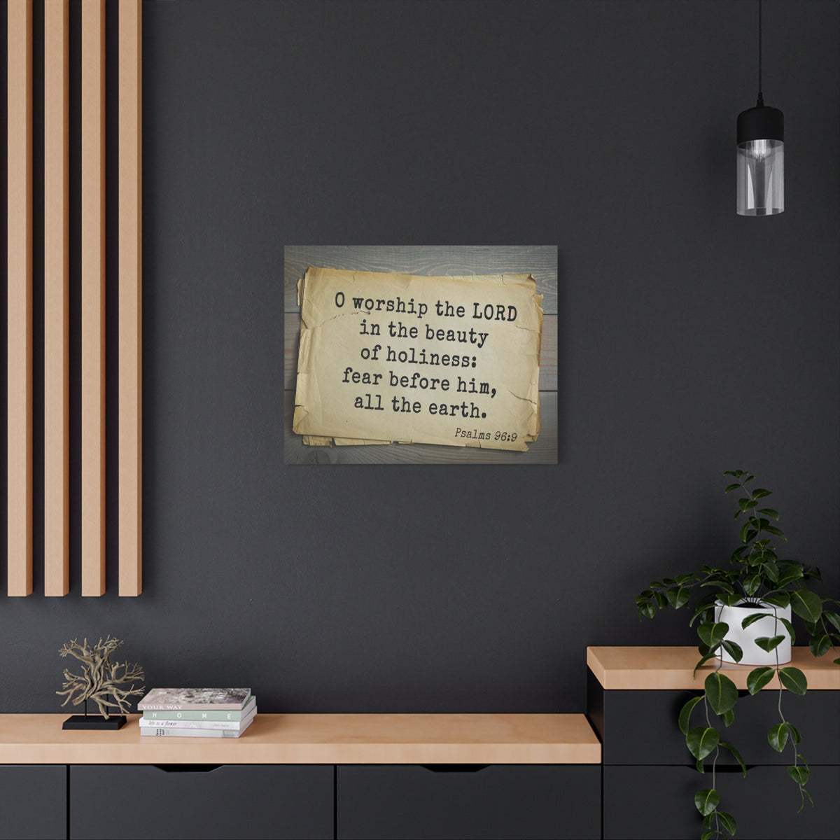 Scripture Walls Worship The Lord Psalms 96:9 Bible Verse Canvas Christian Wall Art Bible Verse Print Ready To Hang-Express Your Love Gifts