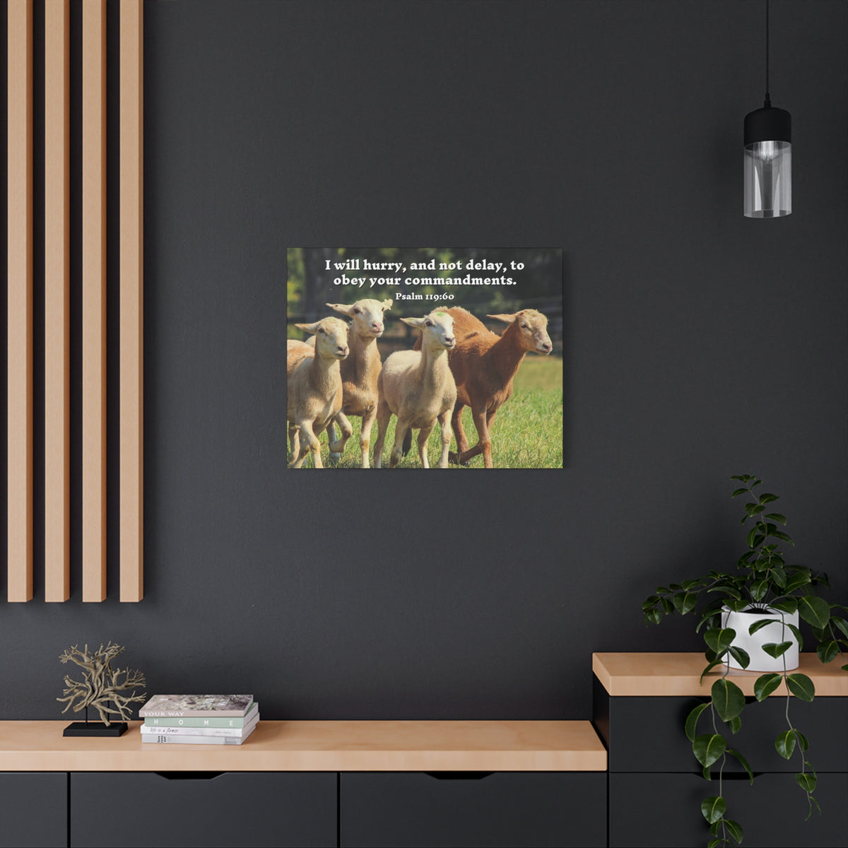 Scripture Canvas Obey Your Commandments Psalm 119:60 Christian Wall Art Bible Verse Print Ready to Hang-Express Your Love Gifts