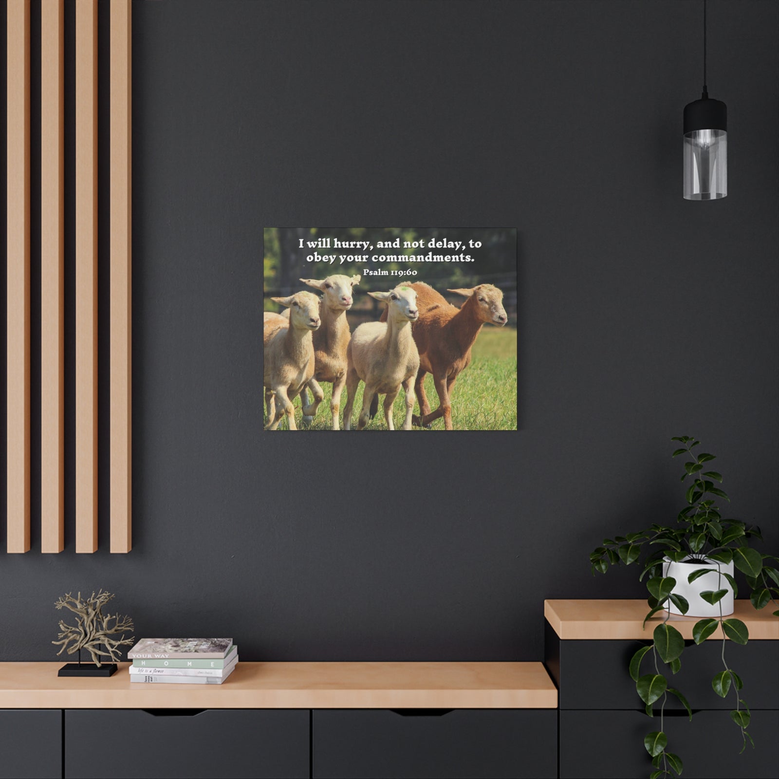Scripture Canvas Obey Your Commandments Psalm 119:60 Christian Wall Art Bible Verse Print Ready to Hang-Express Your Love Gifts