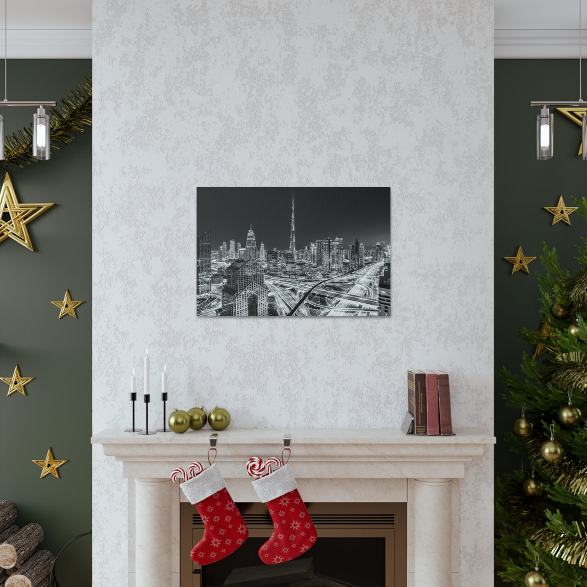 Dubai Black And White Skyline Canvas Artwork High-Quality Breathtaking Stunning Cityscape for Home Decor Ready to Hang-Express Your Love Gifts