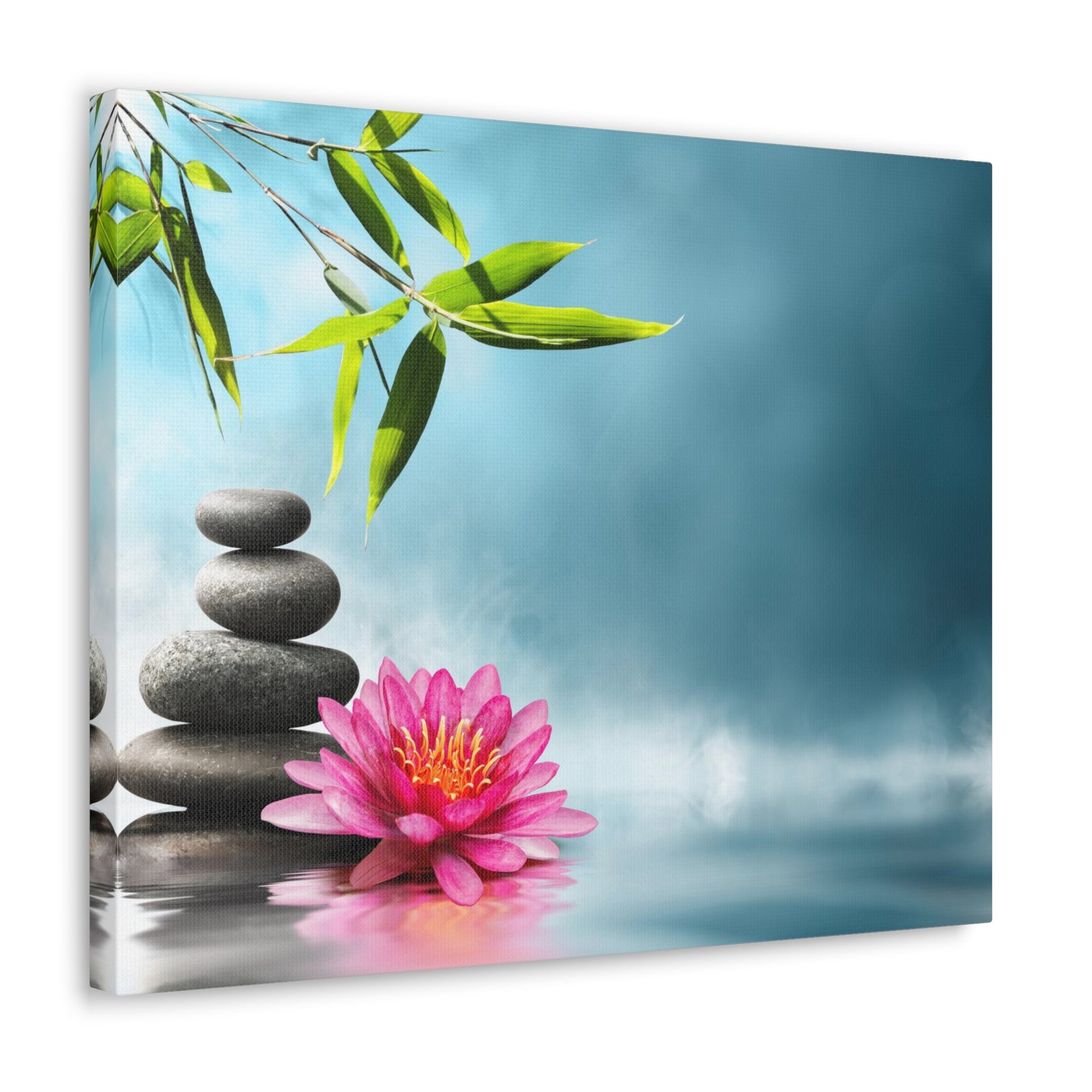 Waterlily with Stones Forest Floral Nature Photography Canvas Wall Art for Home Decor Ready-to-Hang-Express Your Love Gifts