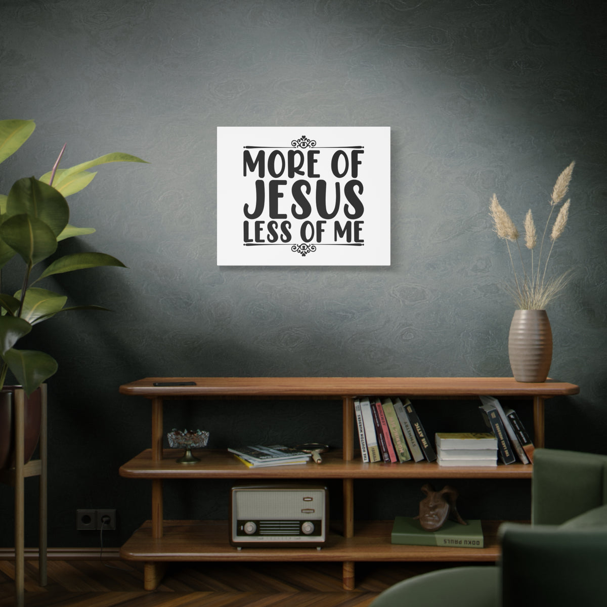Scripture Canvas More Of Jesus, Less Of Me psalm 37:4 White Christian Wall Art Bible Verse Print Ready to Hang-Express Your Love Gifts