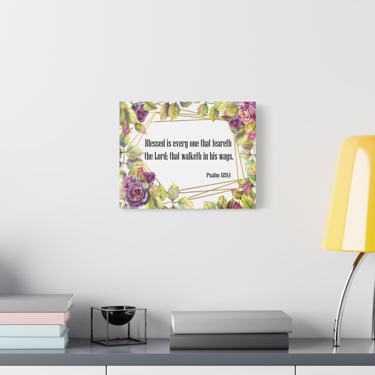 Bible Verse Canvas Blessed is Everyone Psalm 128:1 Christian Home Décor Wall Art Scripture Ready to Hang Faith Print-Express Your Love Gifts
